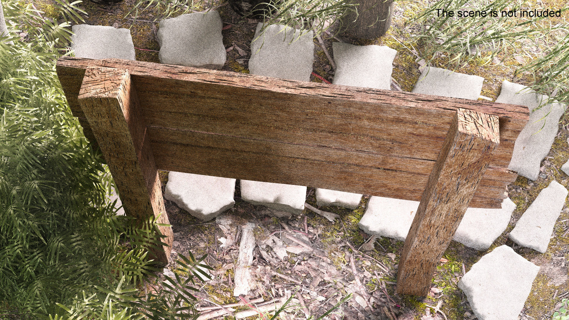 Old Wooden Road Sign Board 3D model_2