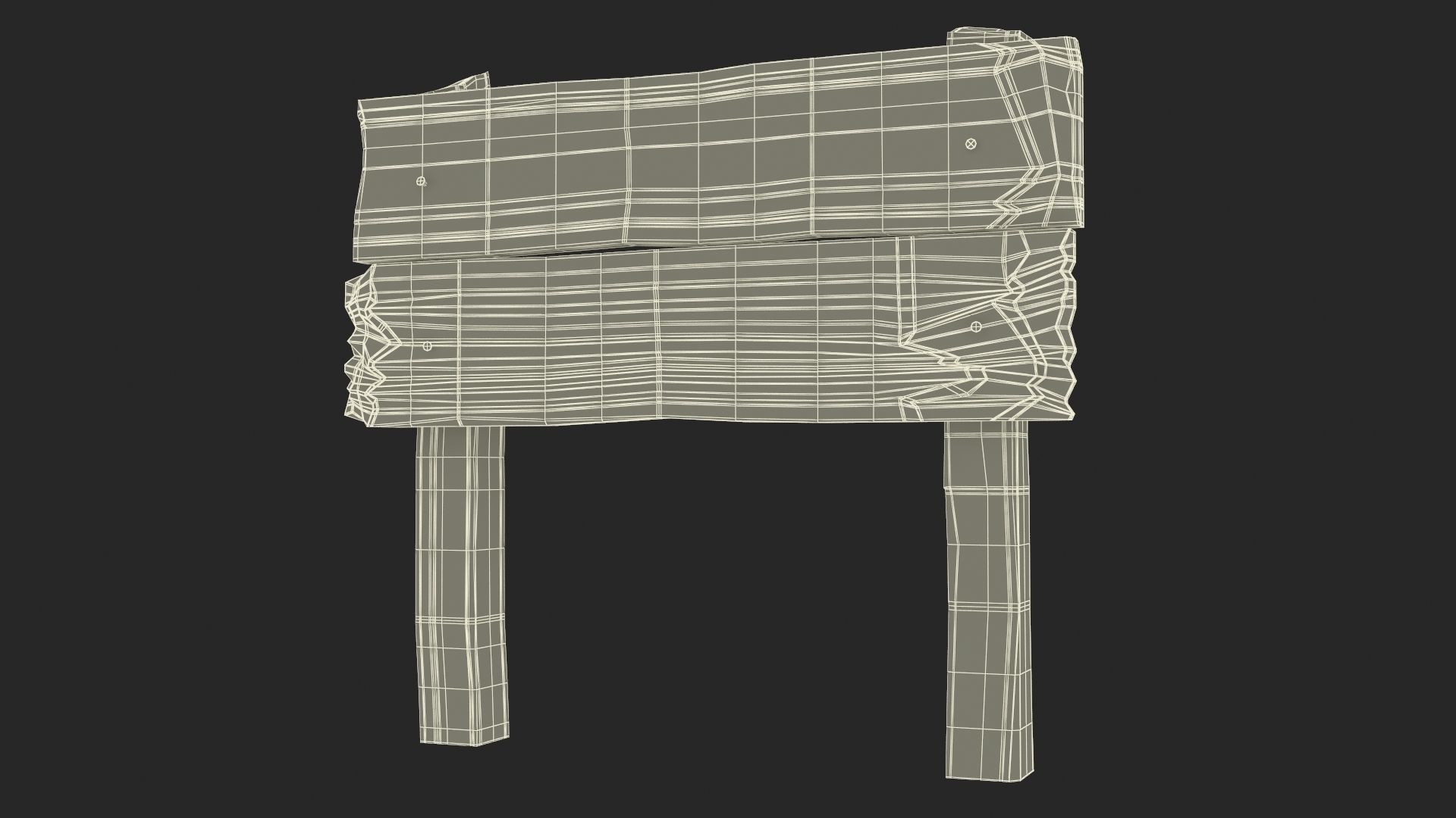 Old Wooden Road Sign Board 3D model_20