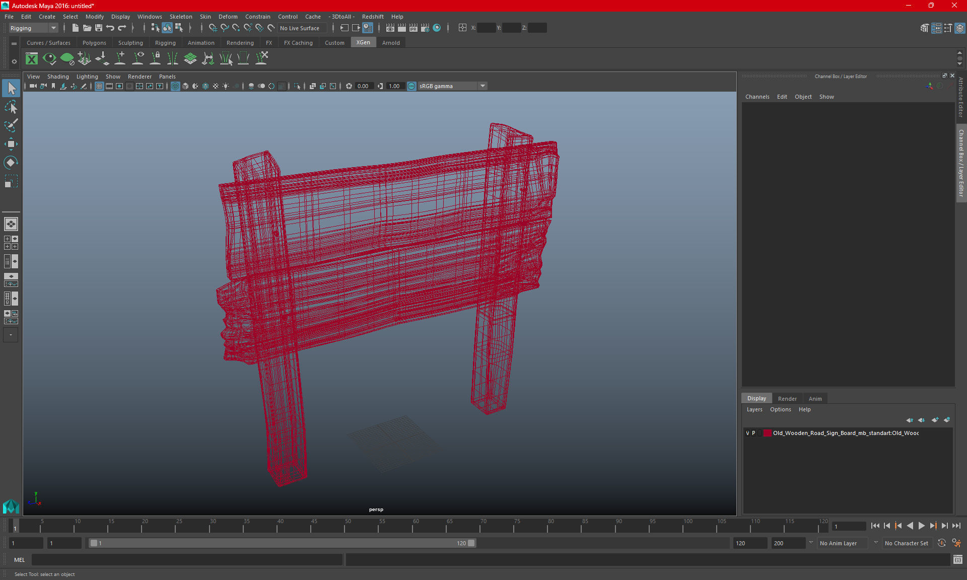 Old Wooden Road Sign Board 3D model_17