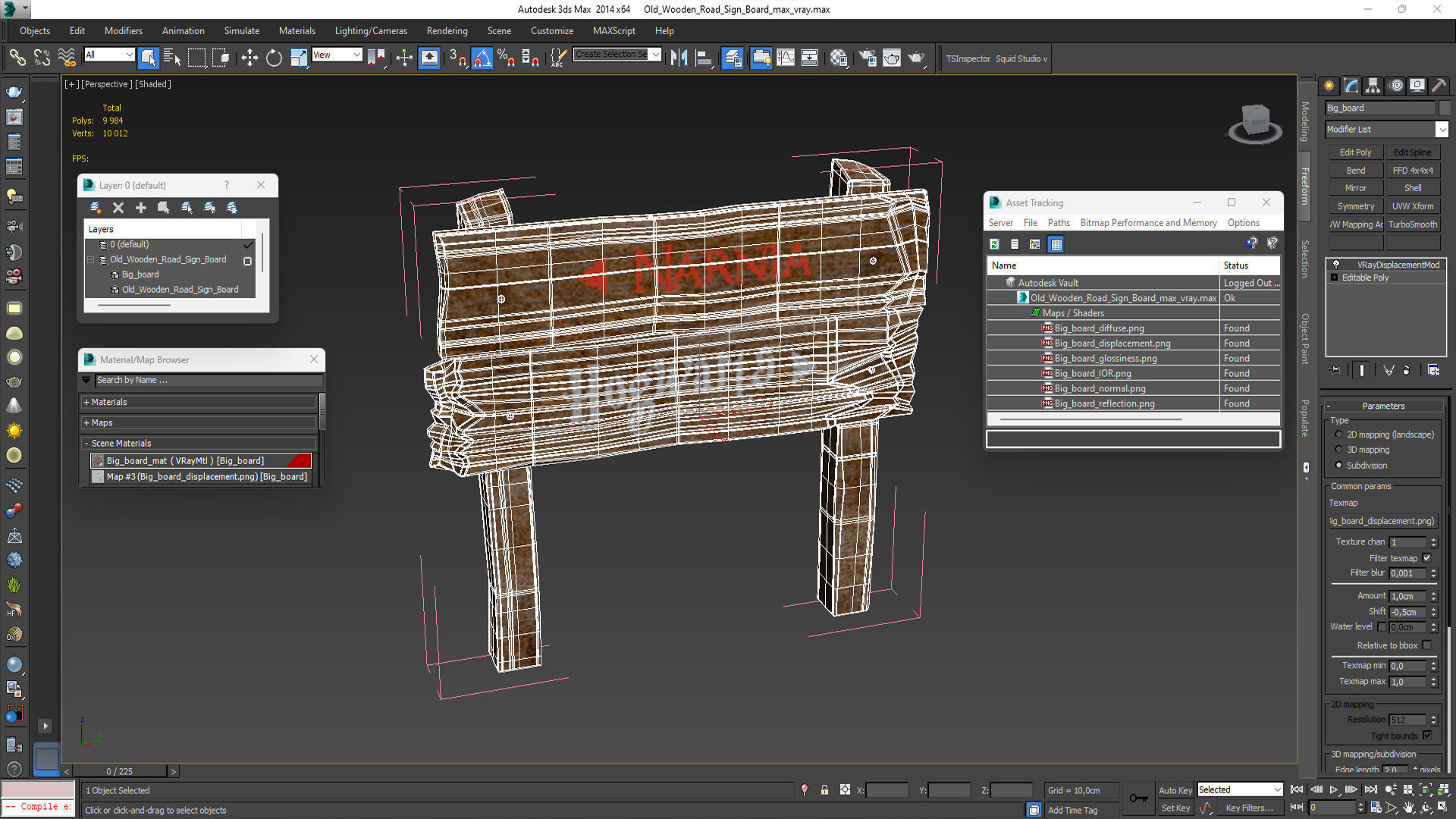 Old Wooden Road Sign Board 3D model_15
