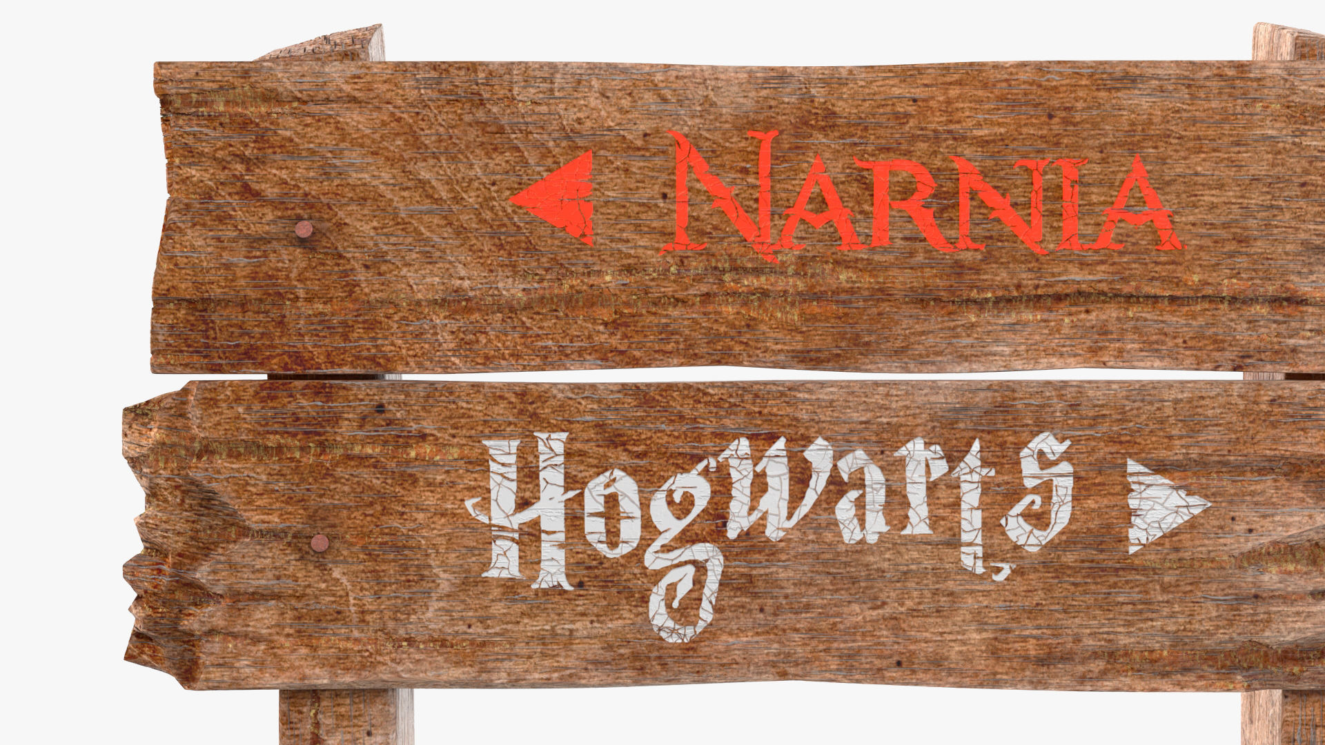 Old Wooden Road Sign Board 3D model_8