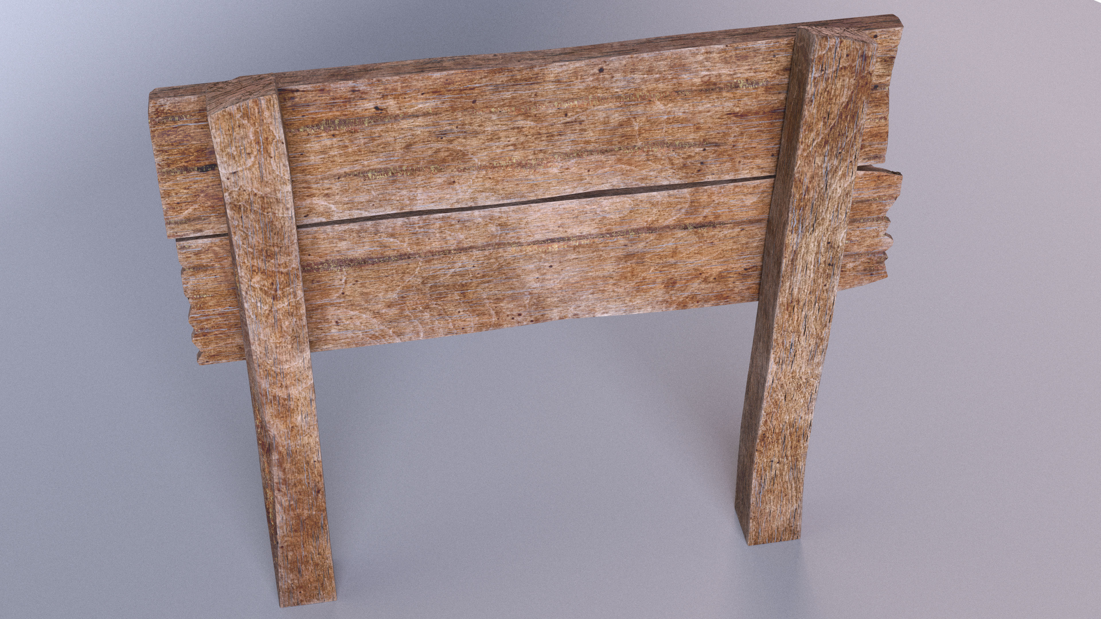 Old Wooden Road Sign Board 3D model_4