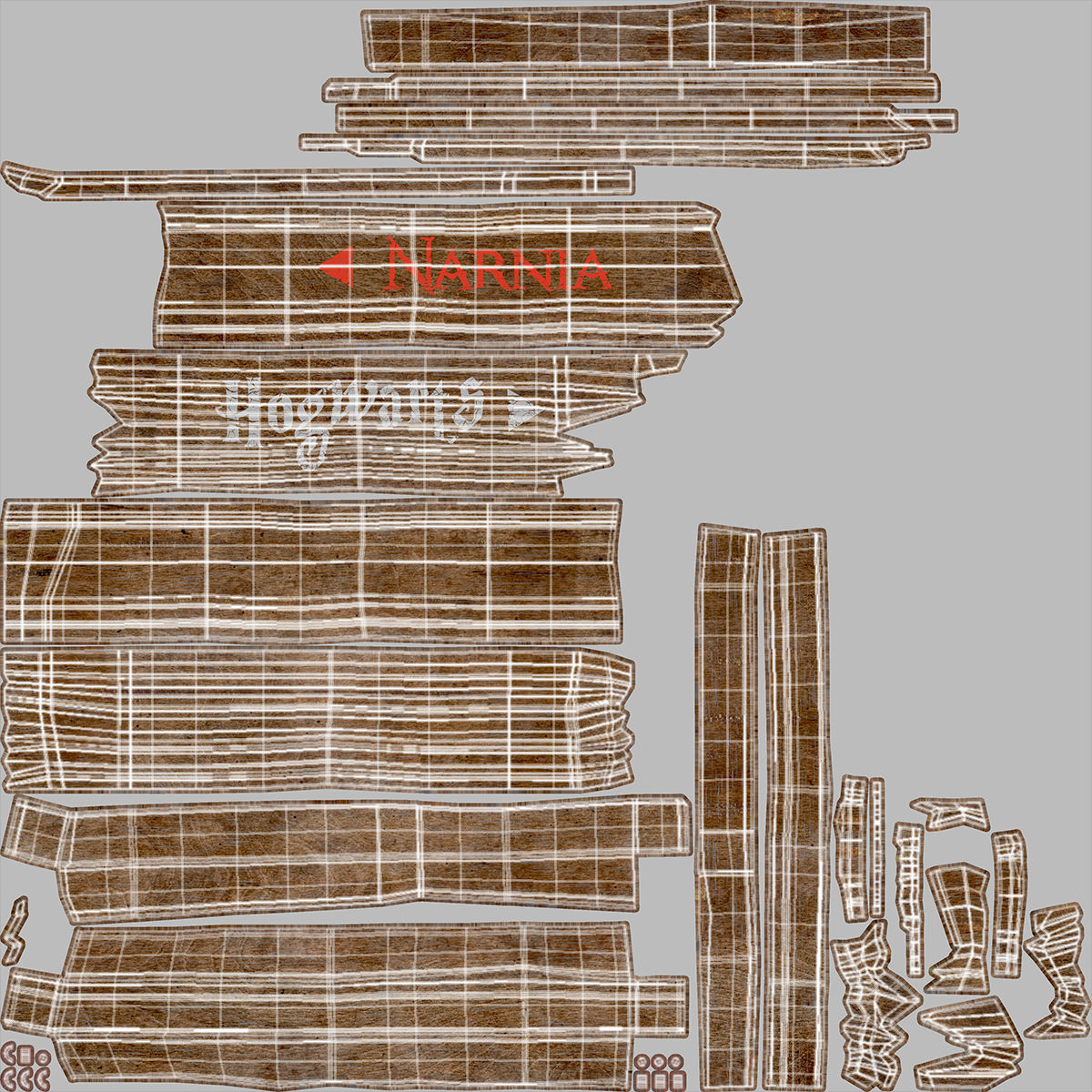 Old Wooden Road Sign Board 3D model_13