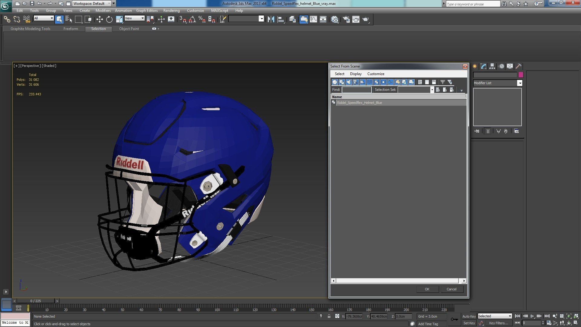 Riddel Speedflex Helmet Blue Low-poly 3D model_29