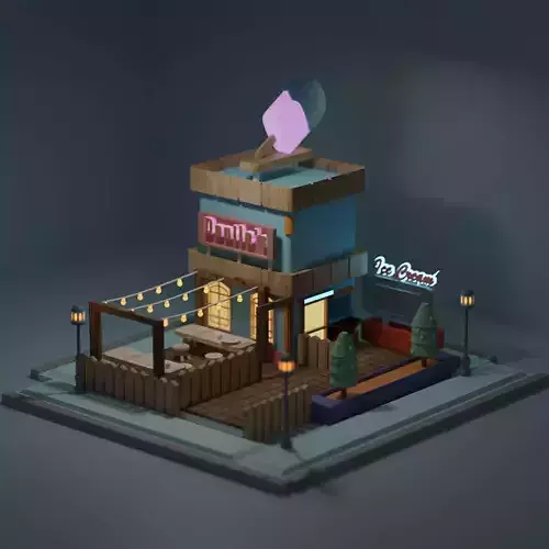 3d Ice Cream Parlor Made In Blender