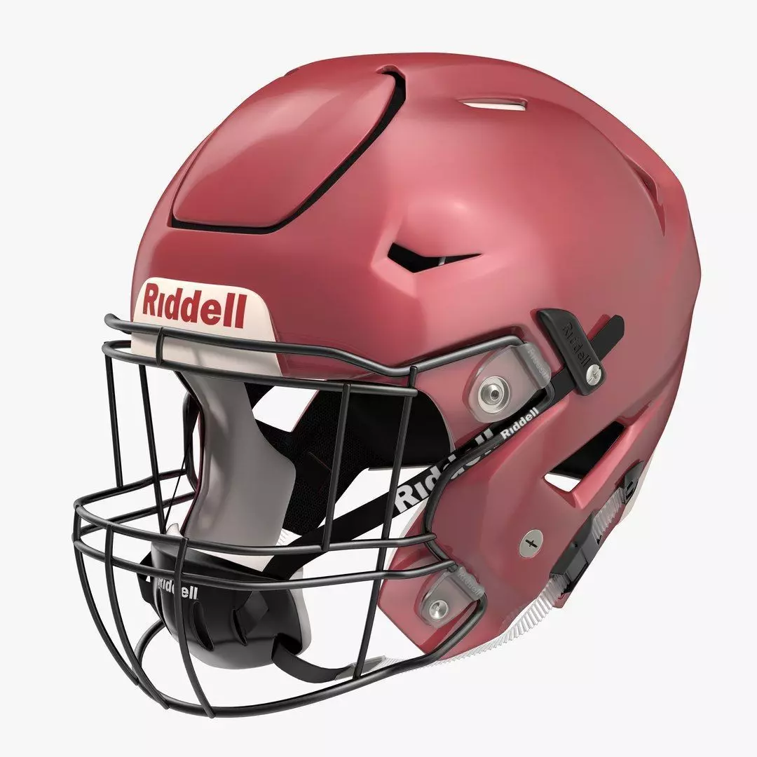 Riddel Speedflex Helmet Red Low-poly 3D model_0