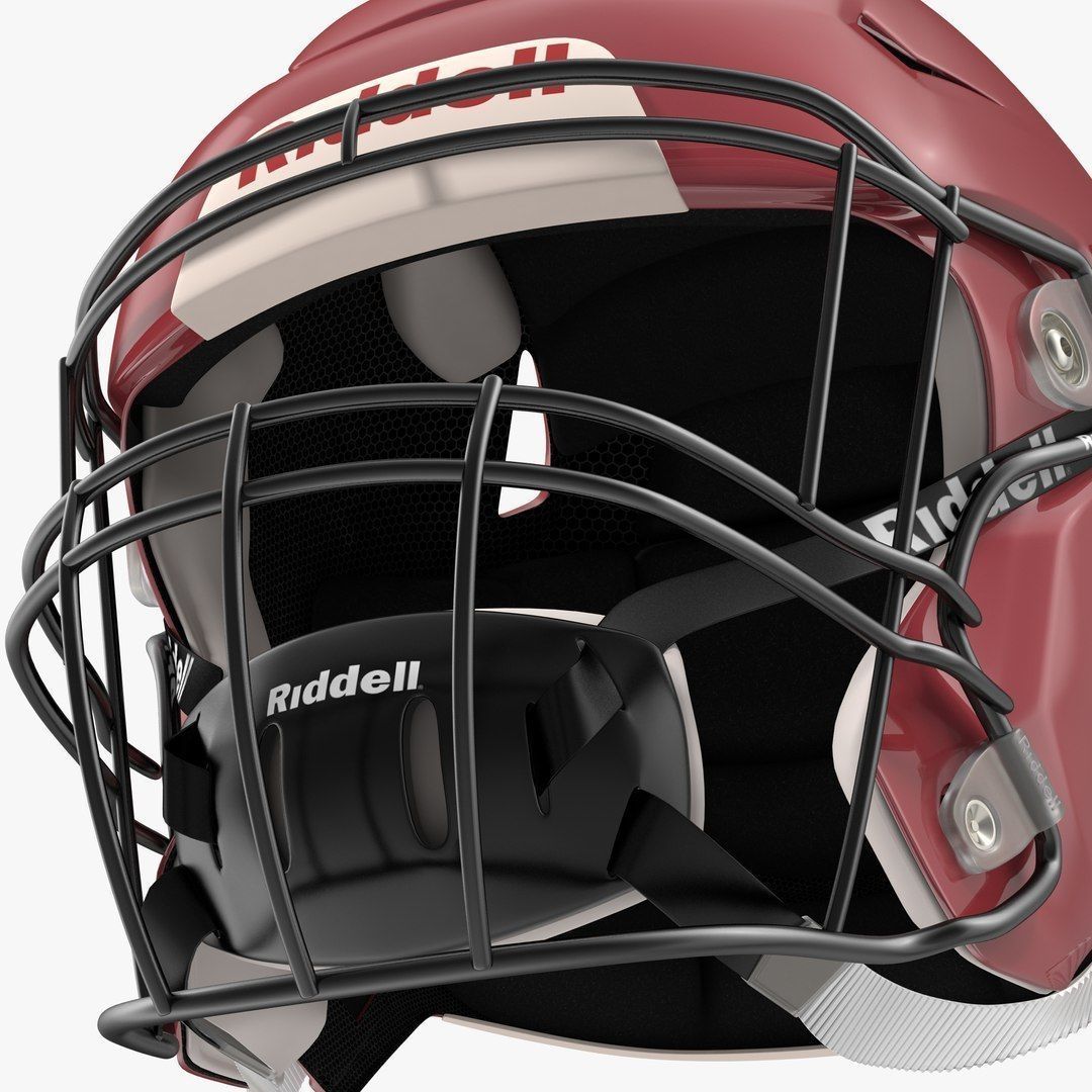 Riddel Speedflex Helmet Red Low-poly 3D model_21