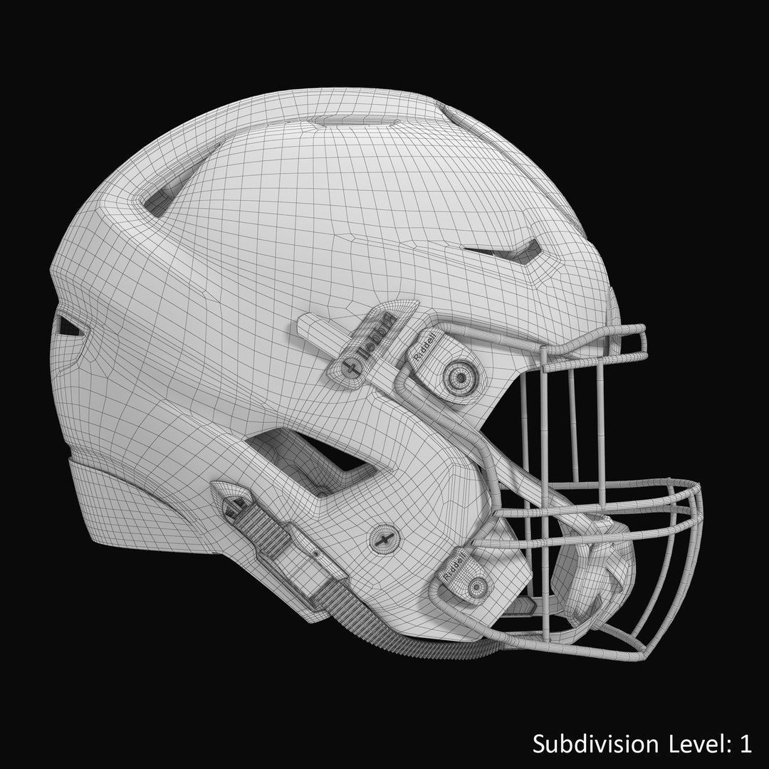 Riddel Speedflex Helmet Red Low-poly 3D model_8