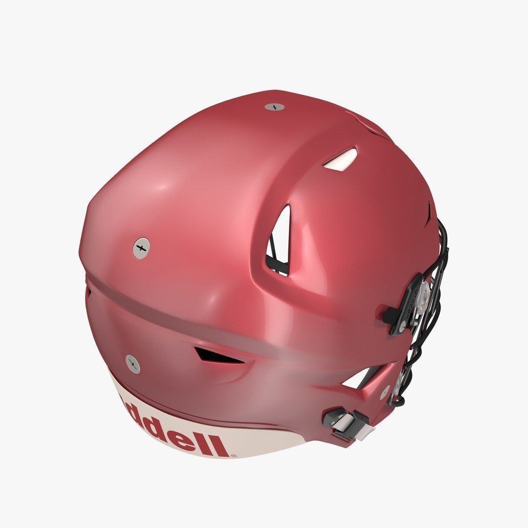 Riddel Speedflex Helmet Red Low-poly 3D model_9