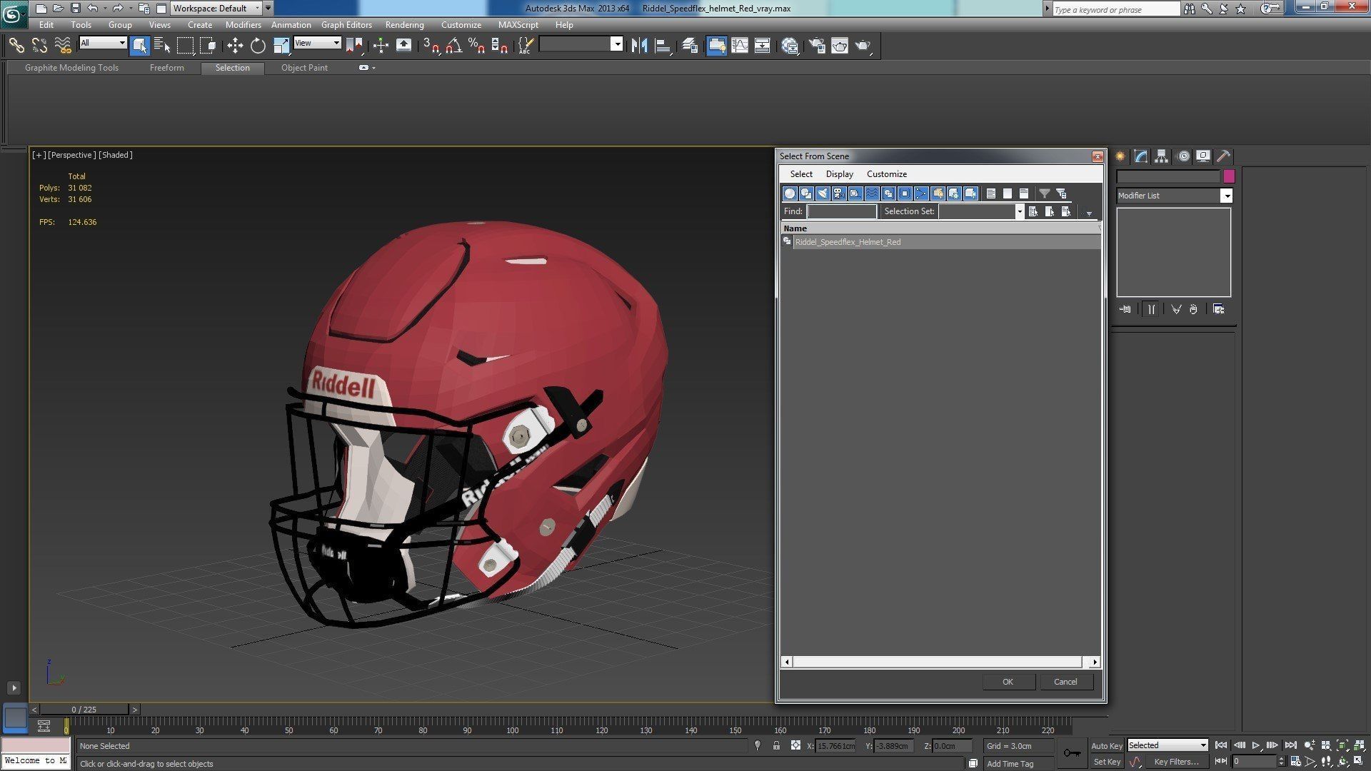 Riddel Speedflex Helmet Red Low-poly 3D model_27