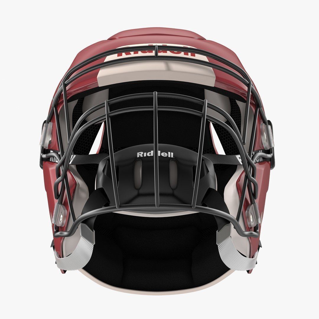 Riddel Speedflex Helmet Red Low-poly 3D model_15