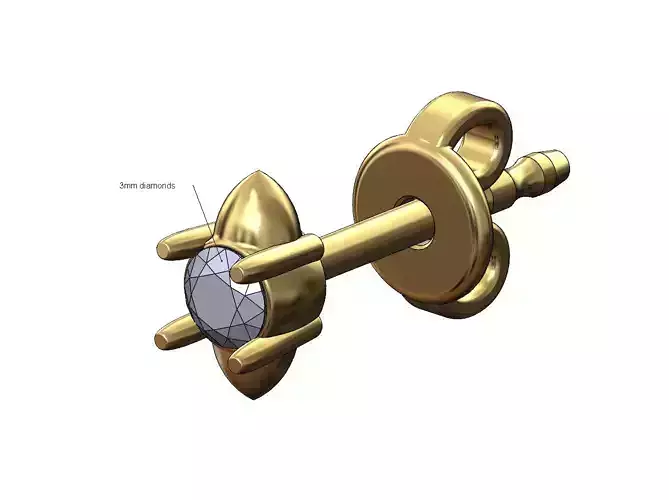 Spiked diamond 3mm solitaire stud earring