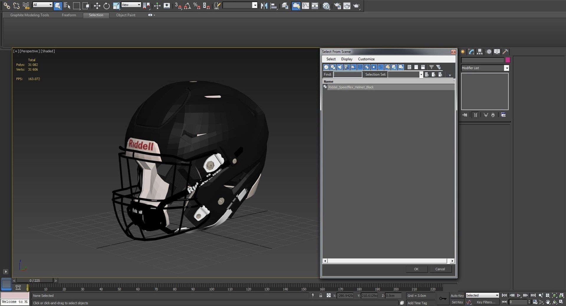 Riddel Speedflex Helmet Black Low-poly 3D model_31
