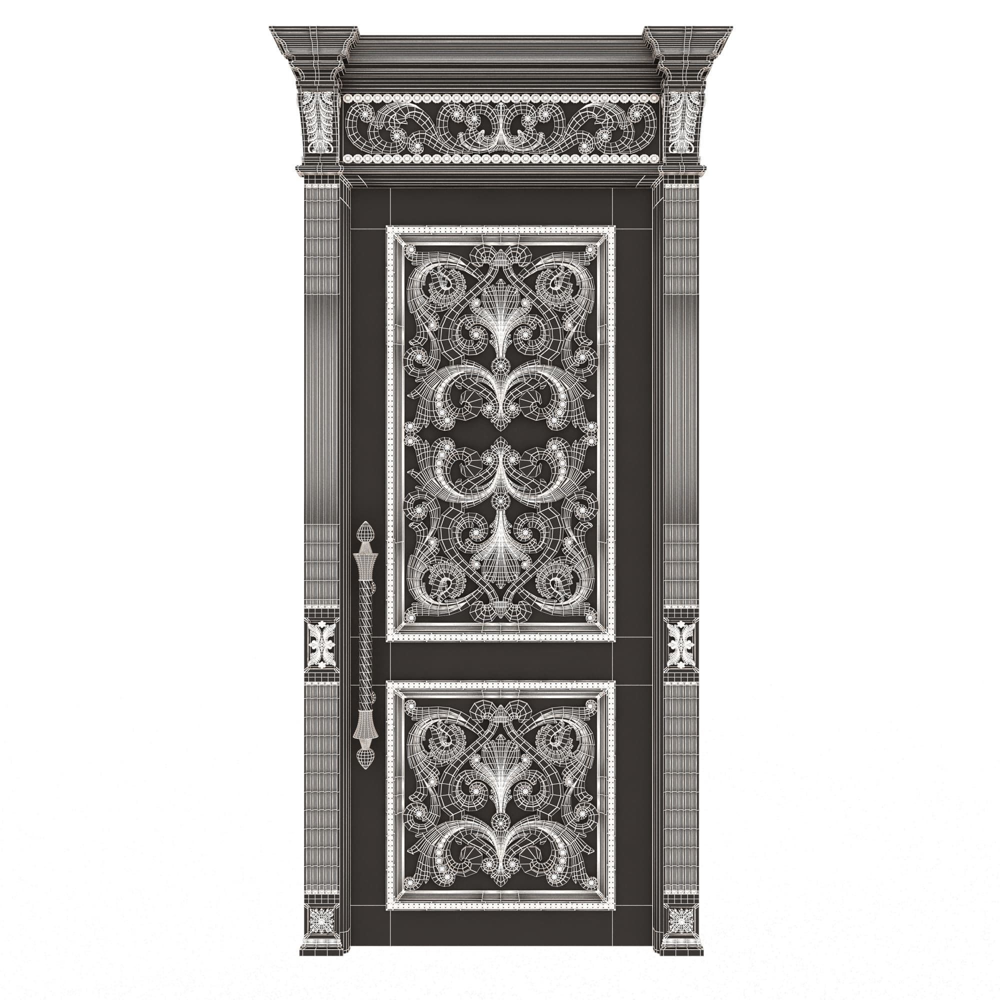 Carved Door Classic 01002 White Low-poly 3D model_6