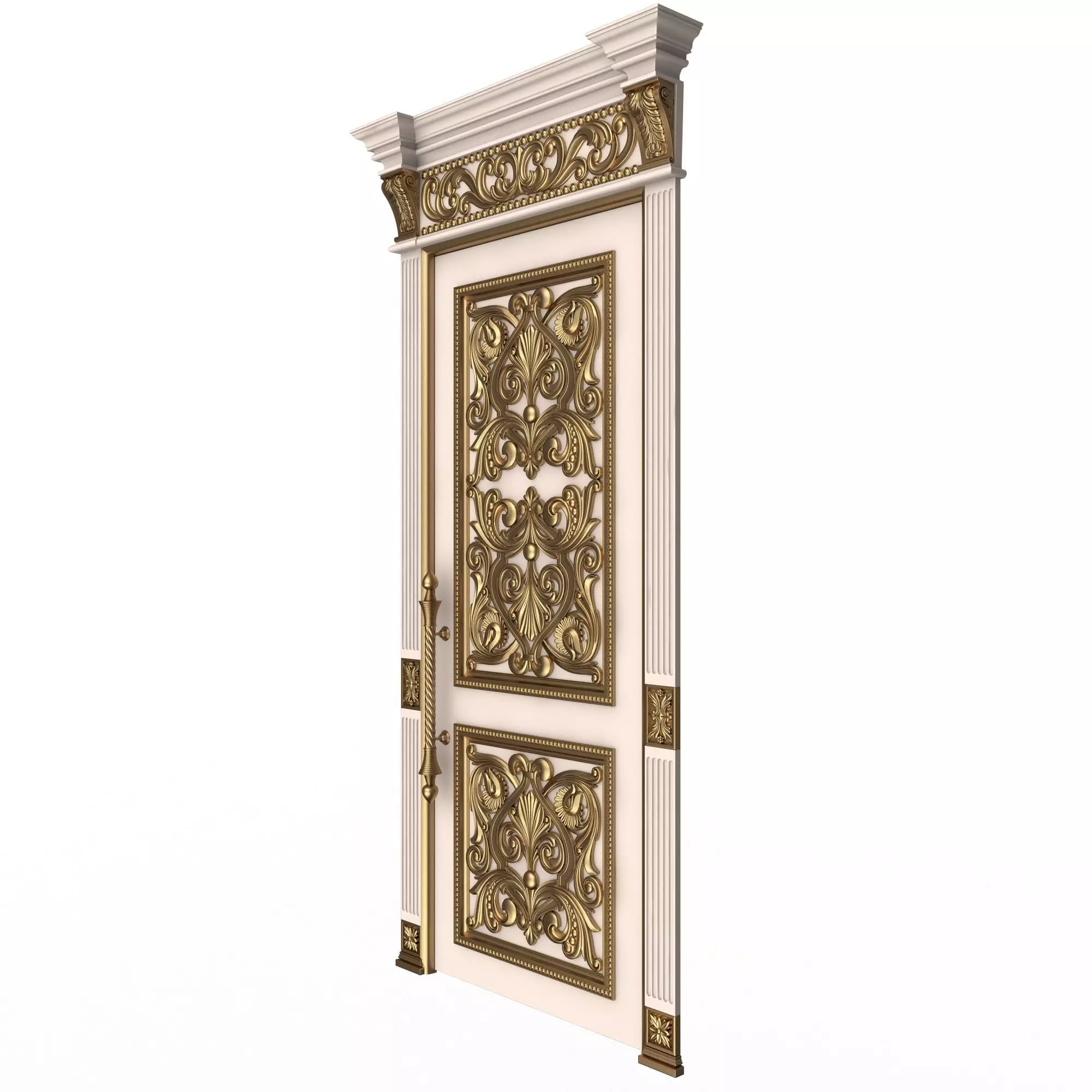 Carved Door Classic 01002 White Low-poly 3D model_0