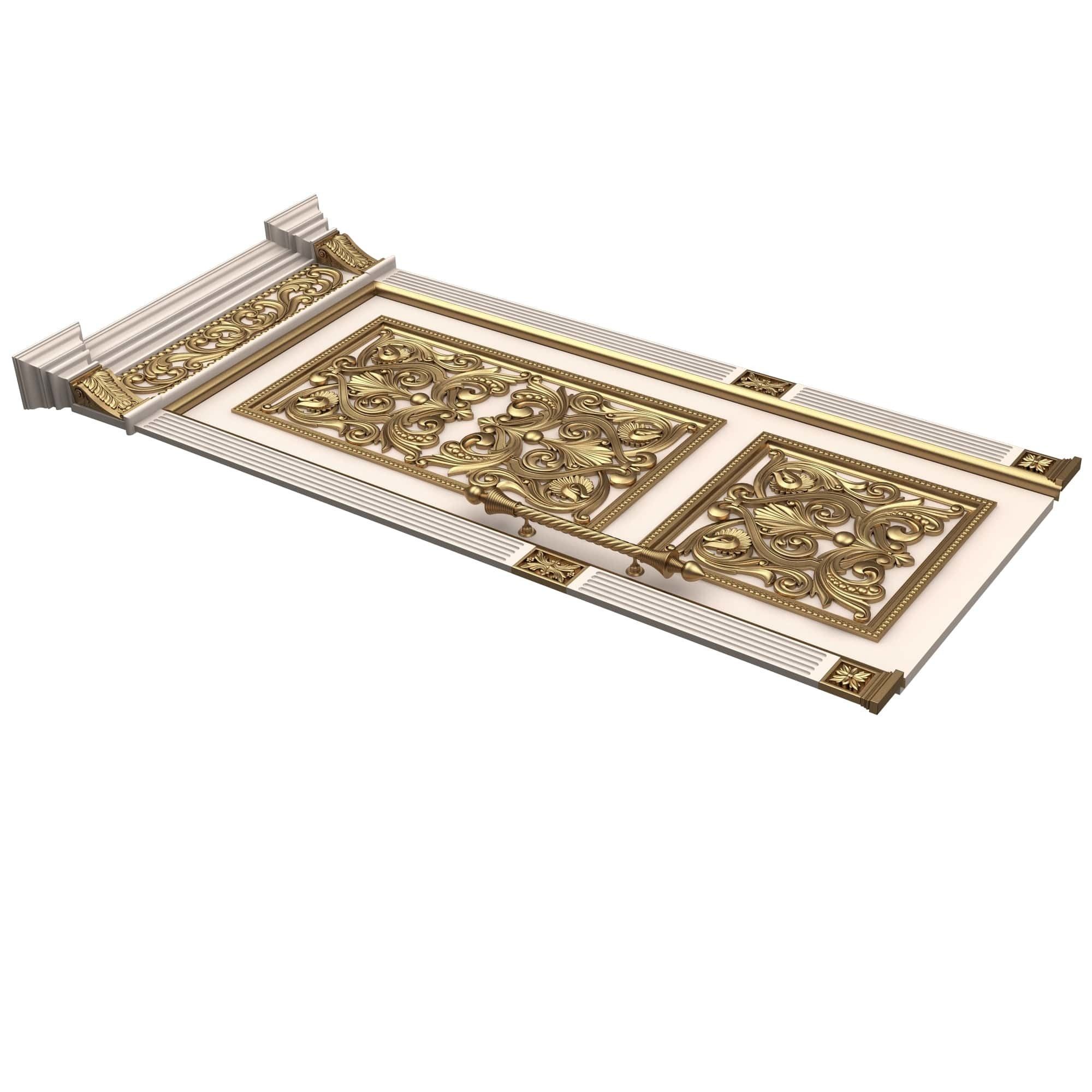 Carved Door Classic 01002 White Low-poly 3D model_5