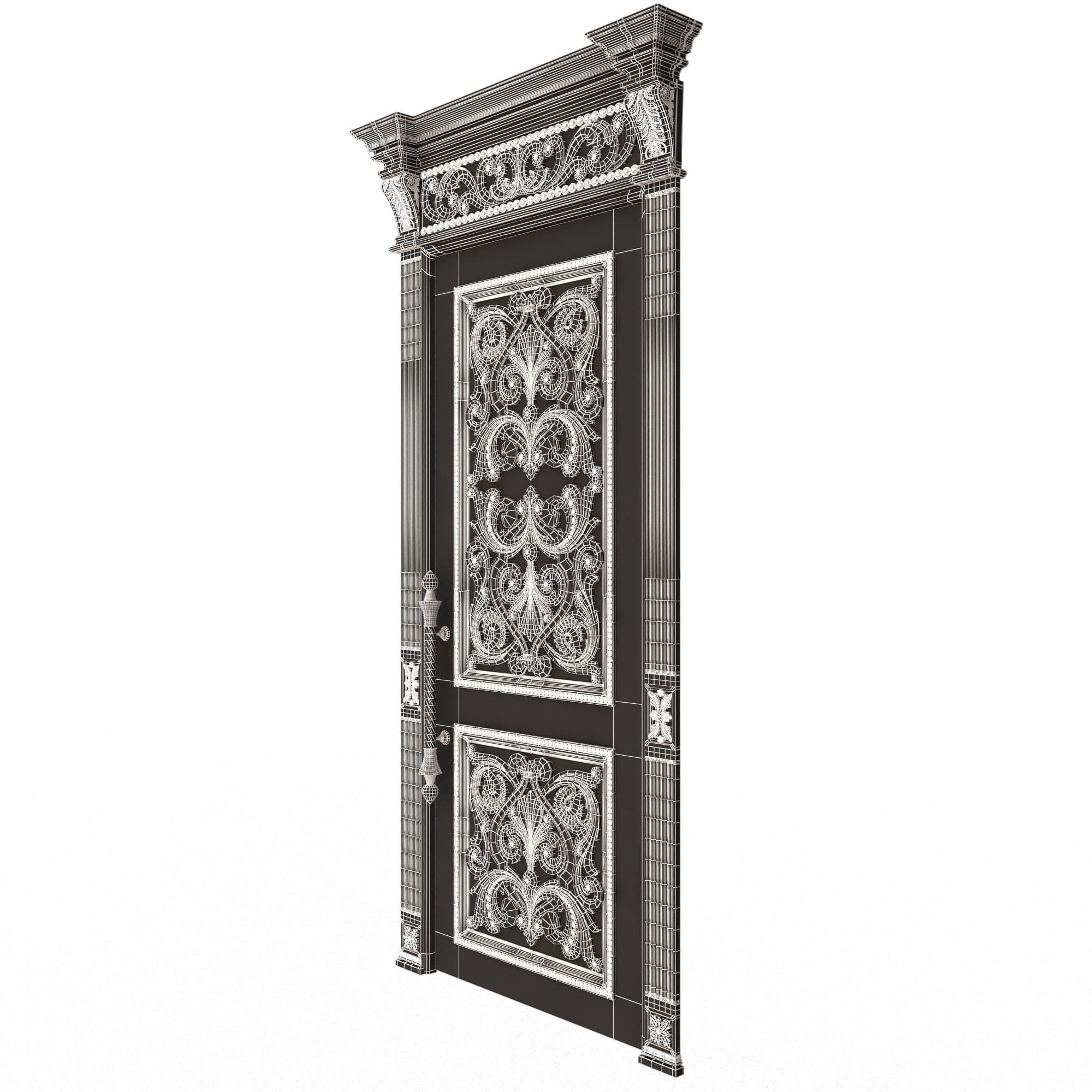 Carved Door Classic 01002 White Low-poly 3D model_8