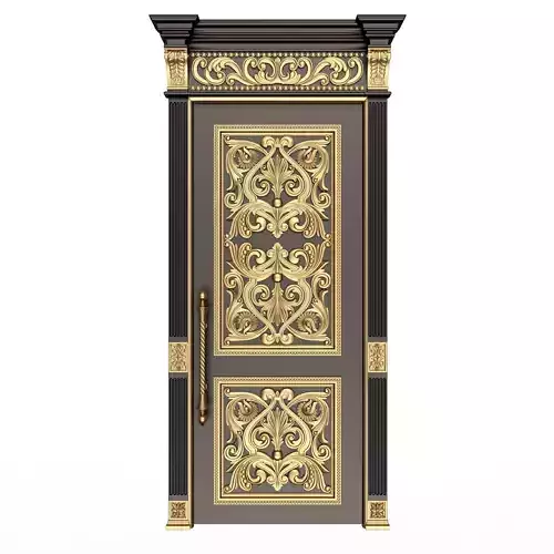 Carved Door Classic 01002 Black Low-poly 3D model