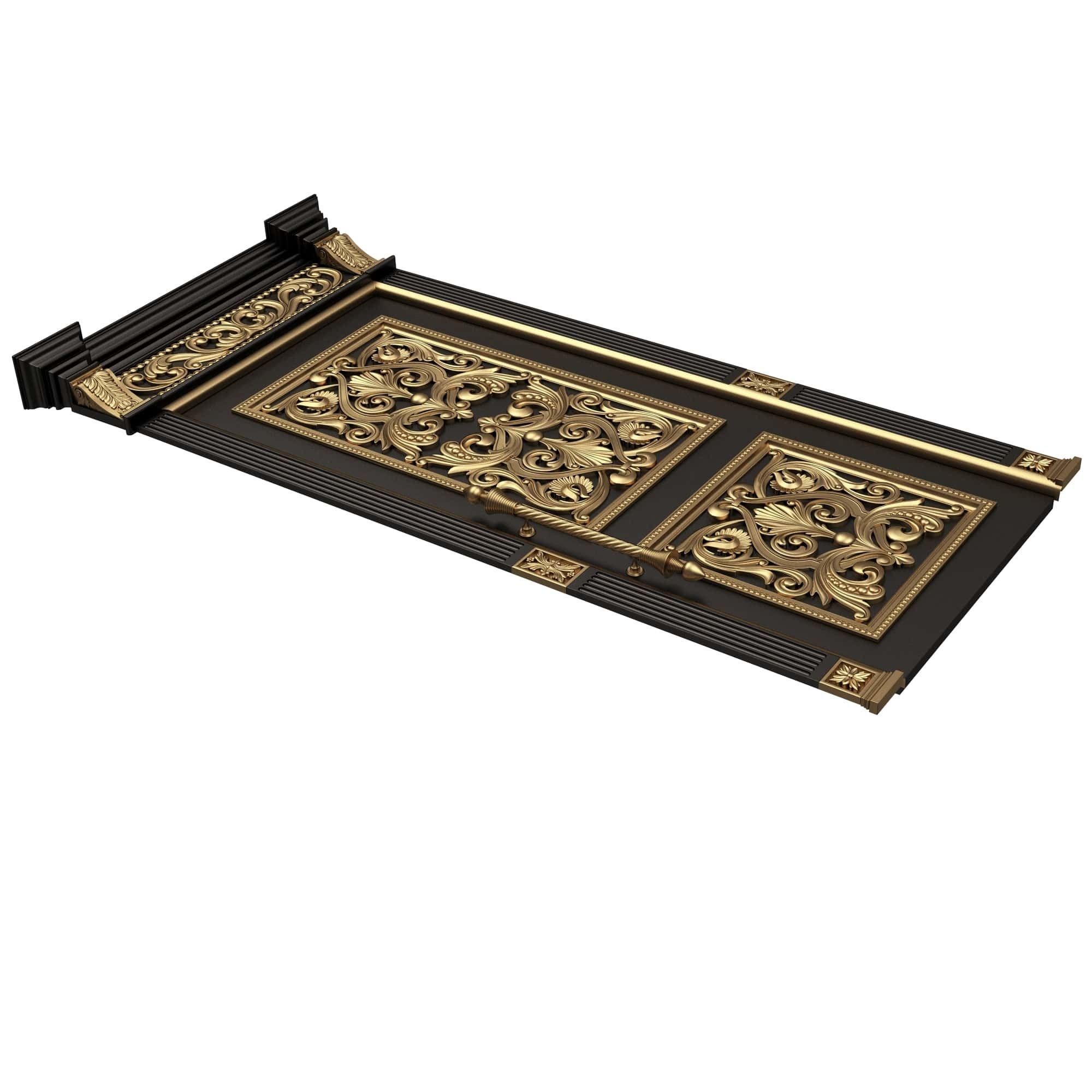 Carved Door Classic 01002 Black Low-poly 3D model_5