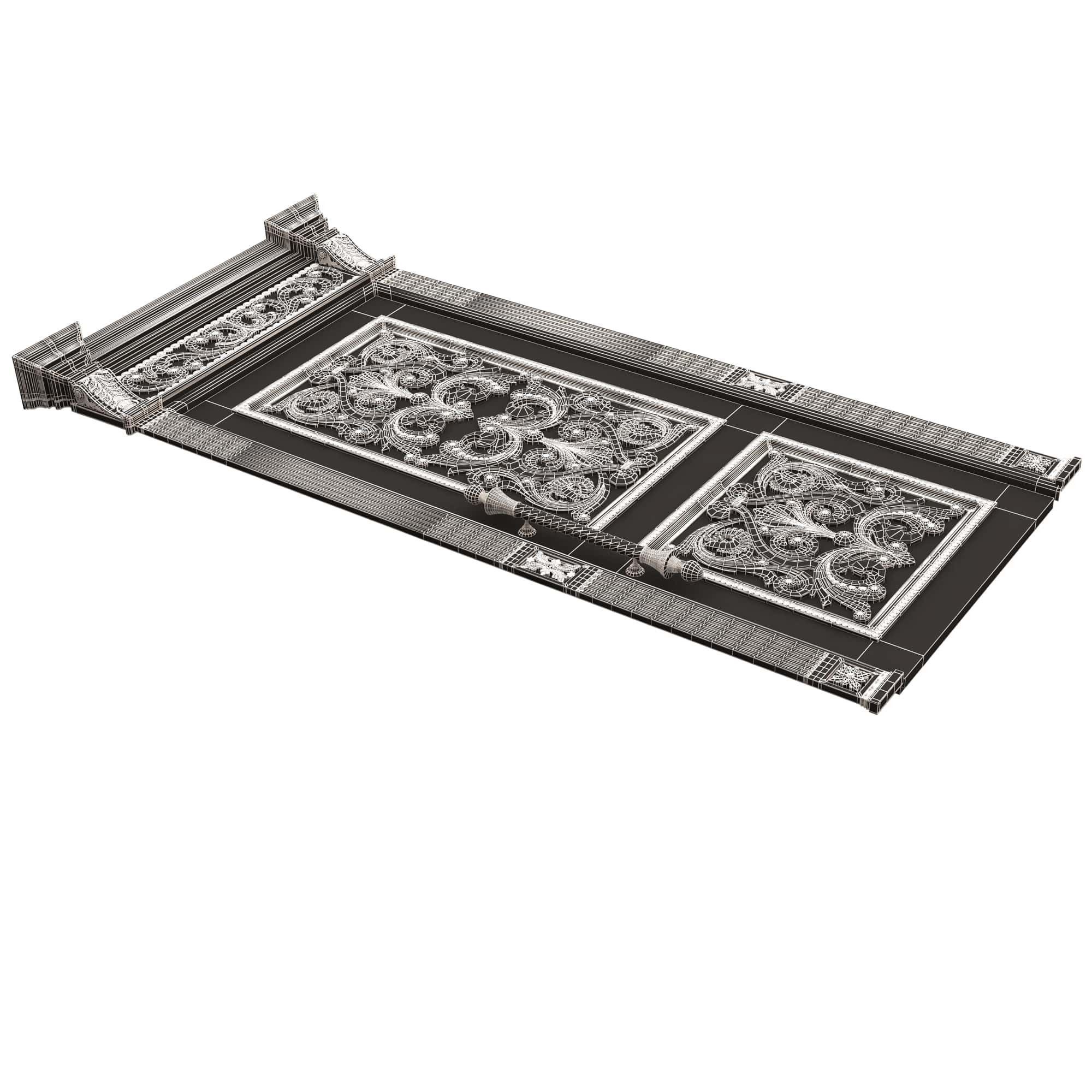 Carved Door Classic 01002 Black Low-poly 3D model_11