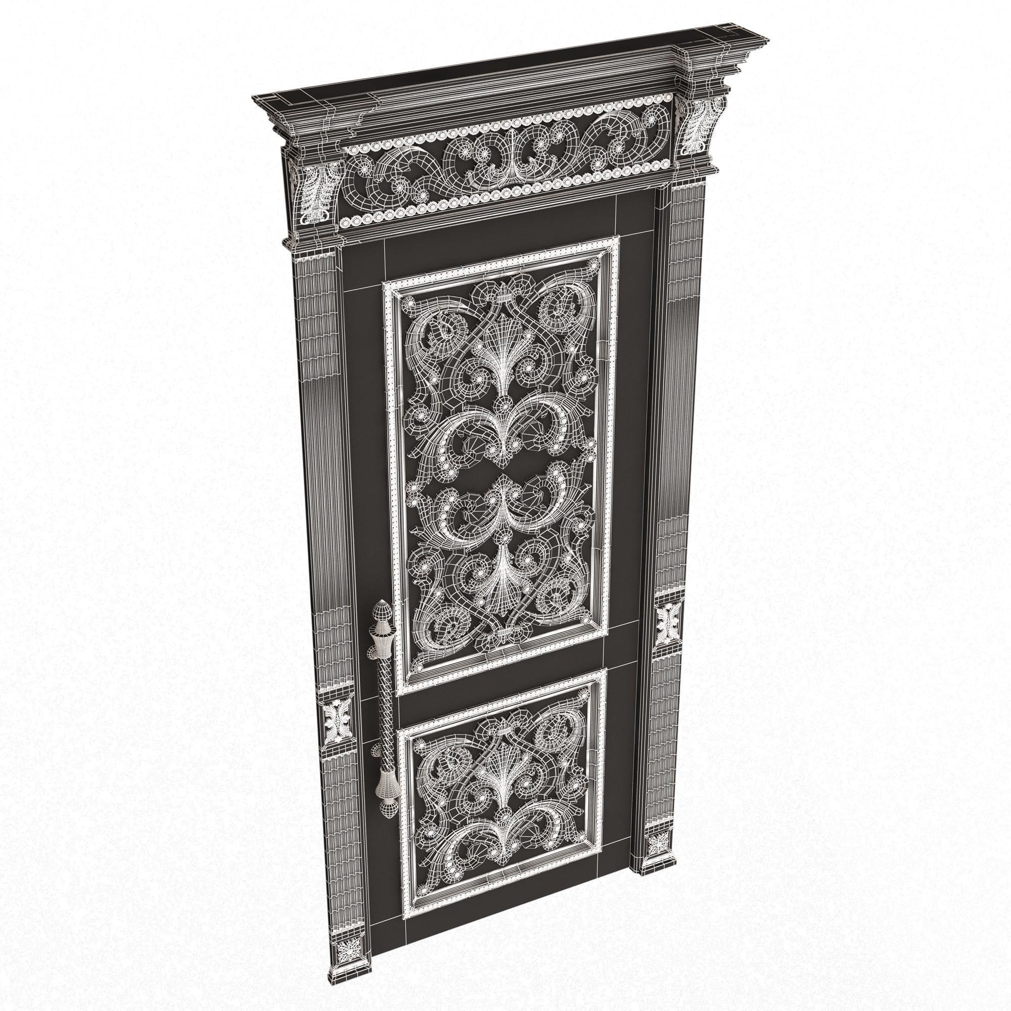 Carved Door Classic 01002 Black Low-poly 3D model_7