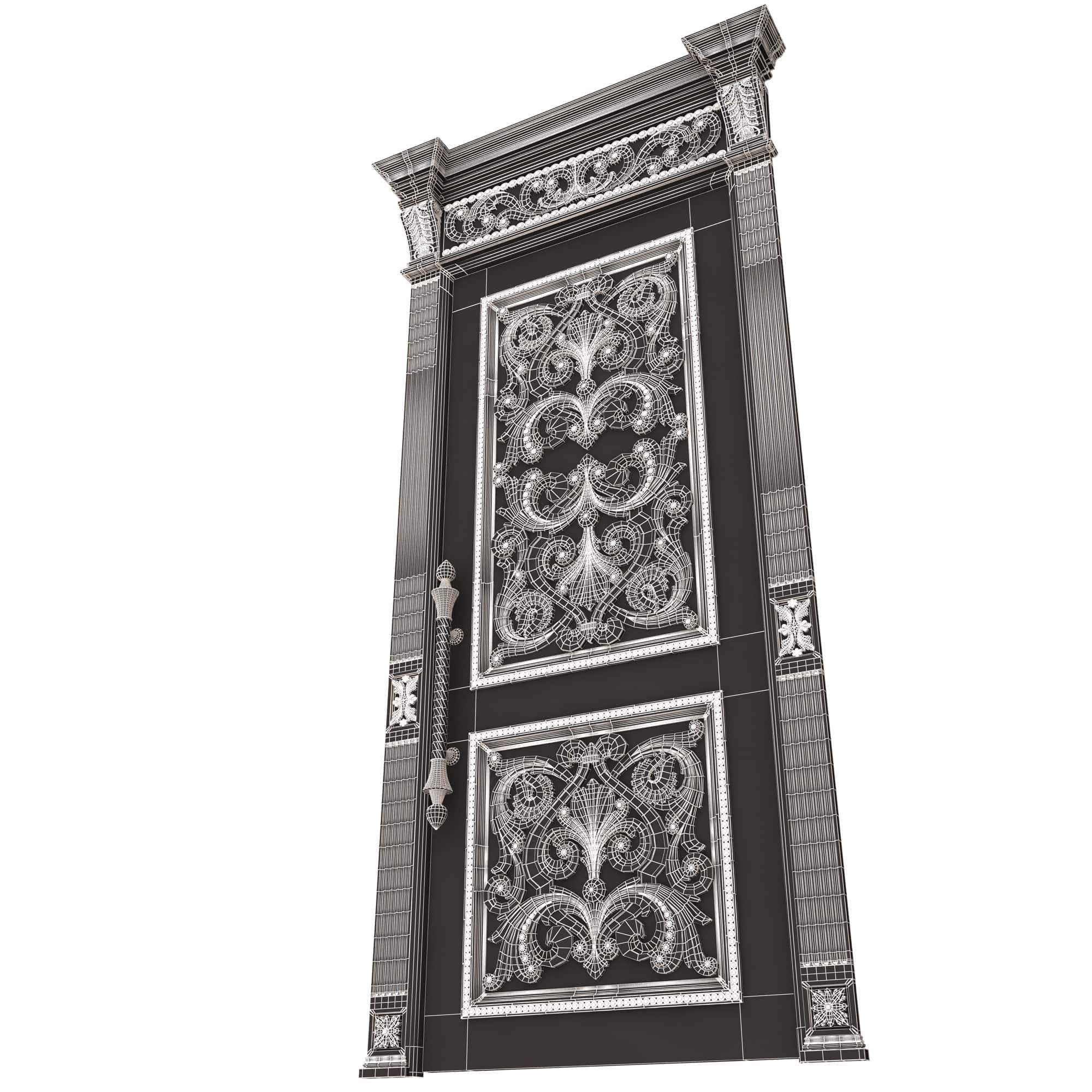 Carved Door Classic 01002 Black Low-poly 3D model_10