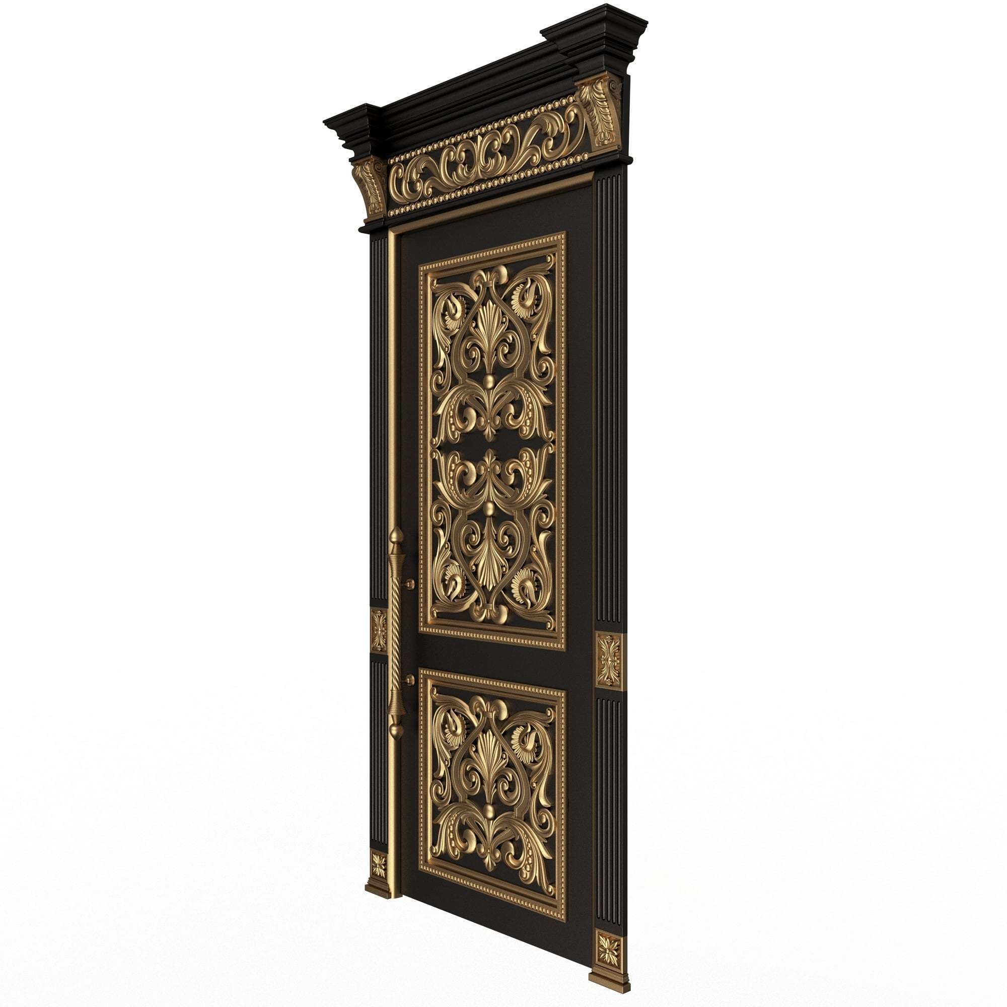 Carved Door Classic 01002 Black Low-poly 3D model_2