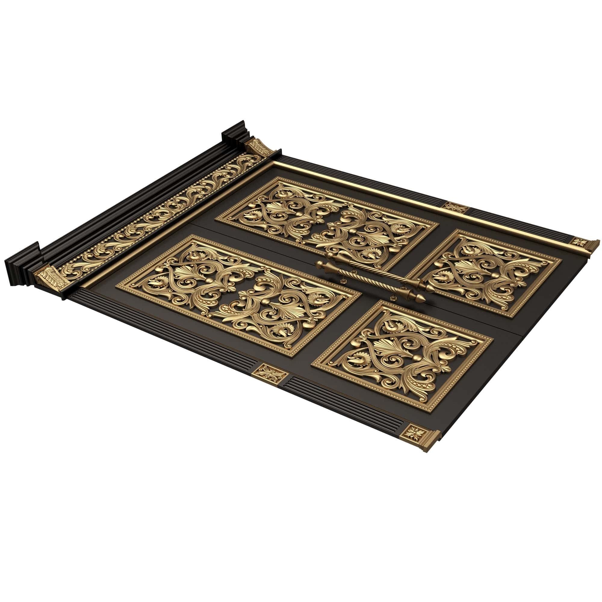 Carved Door Classic 01001 Black Low-poly 3D model_5