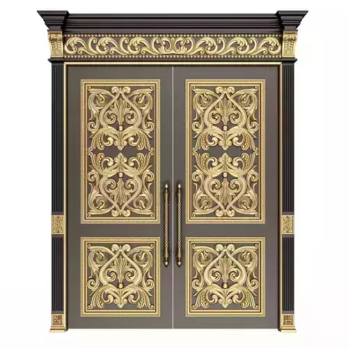 Carved Door Classic 01001 Black Low-poly 3D model