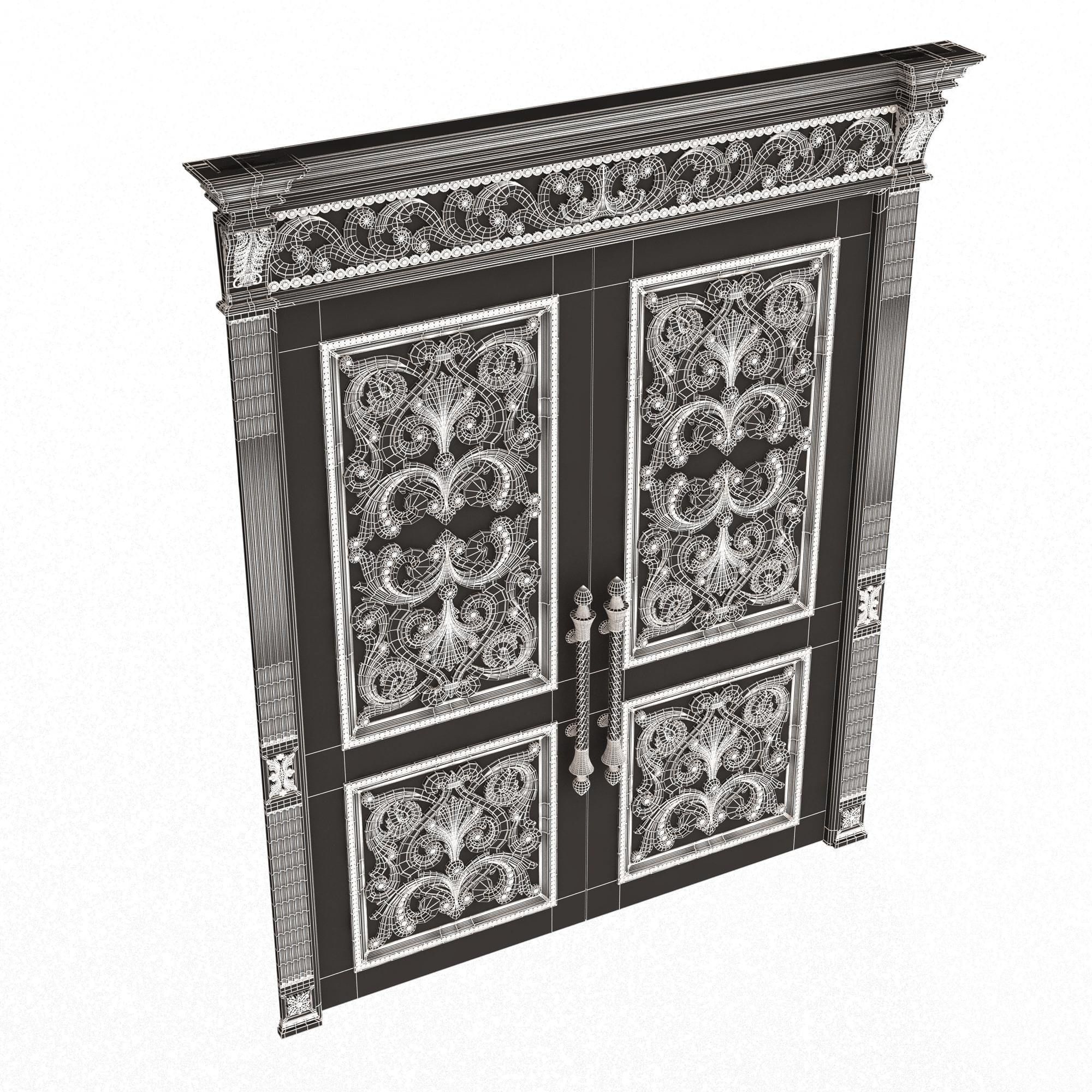 Carved Door Classic 01001 Black Low-poly 3D model_7