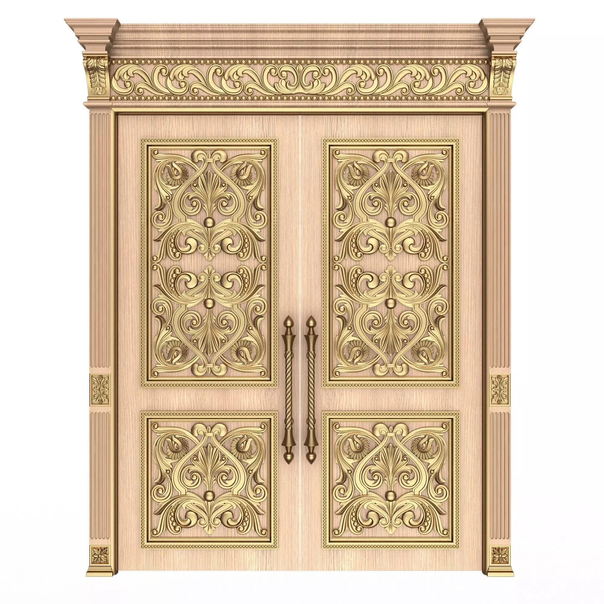 Carved Door Classic 01001 Wood Low-poly 3D model_0