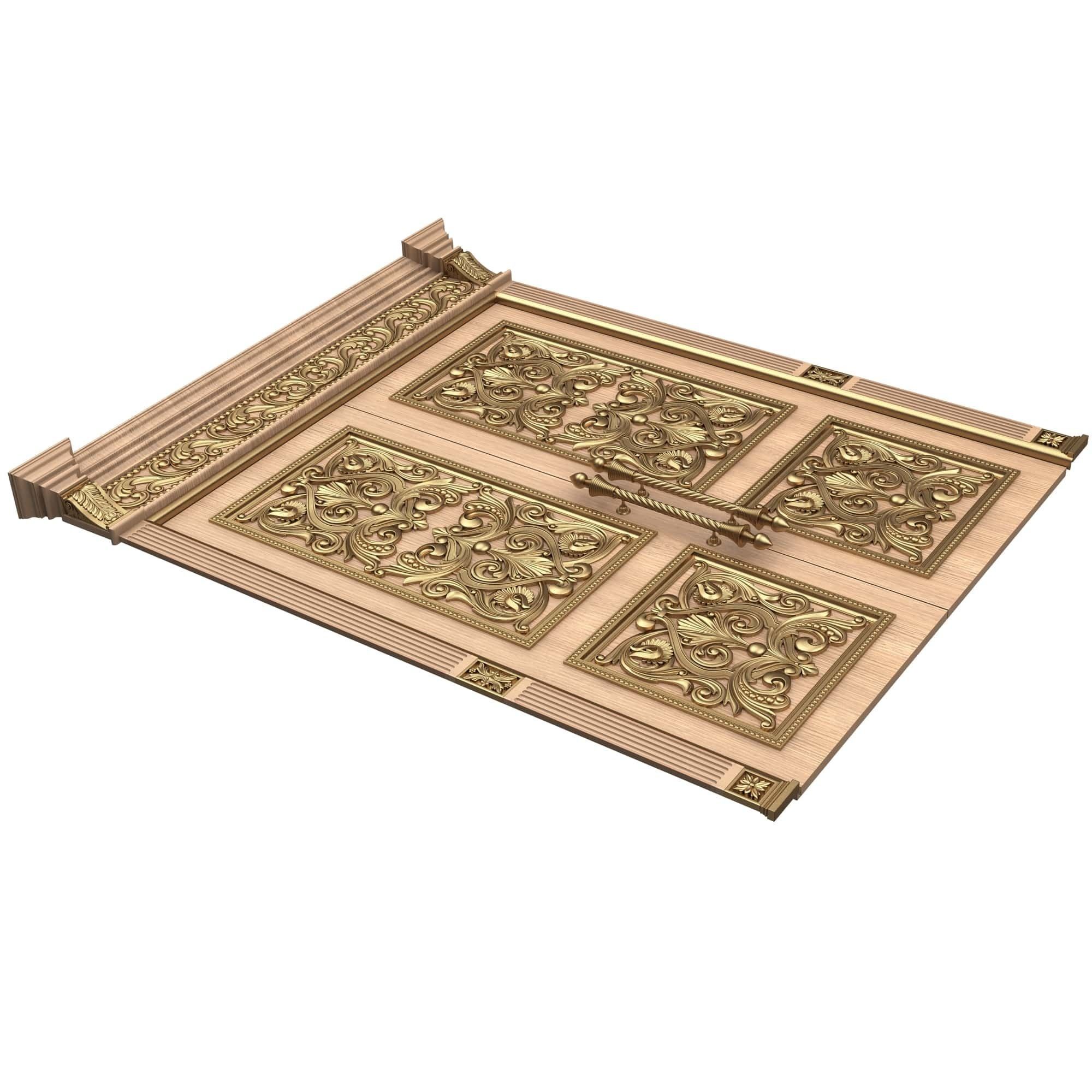 Carved Door Classic 01001 Wood Low-poly 3D model_5