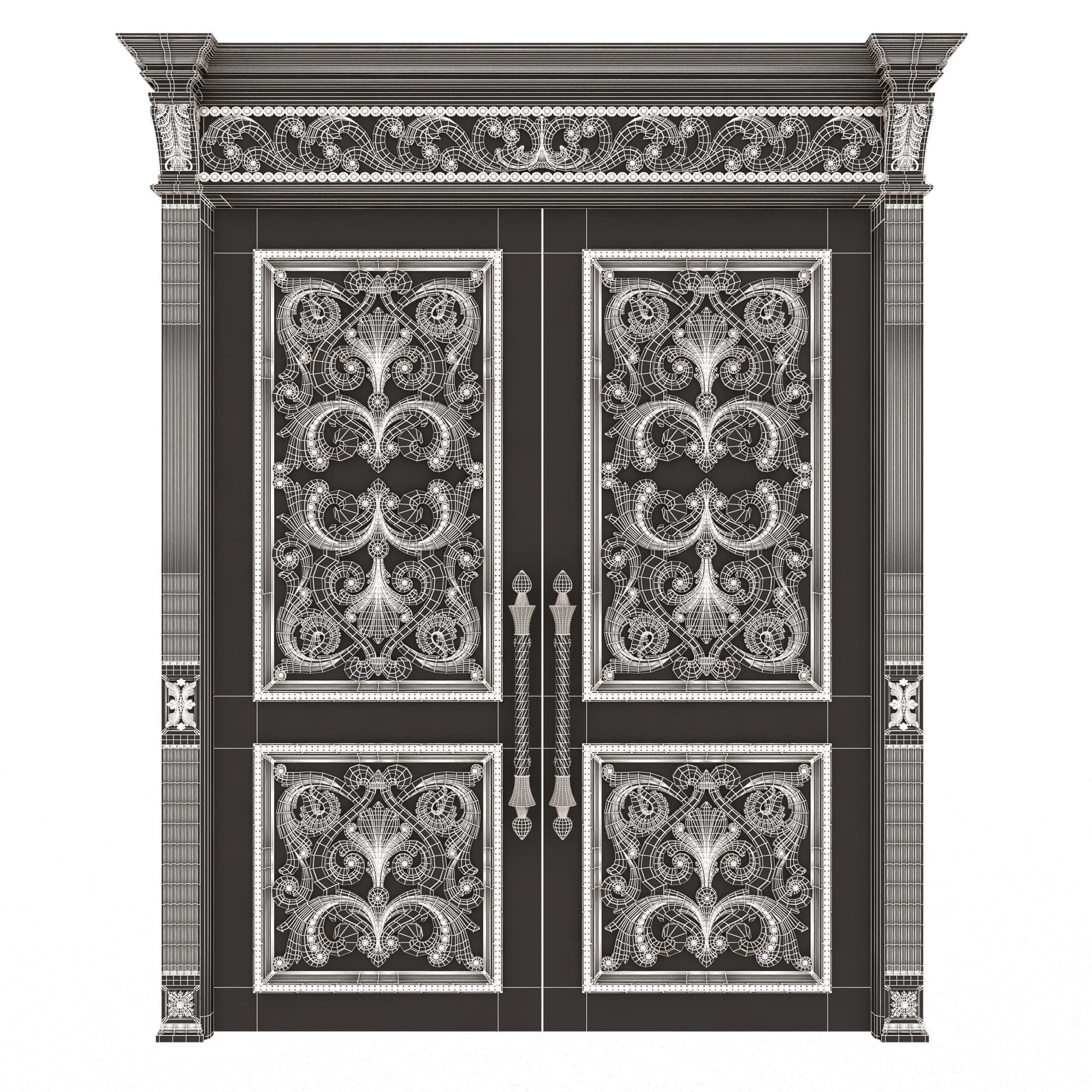 Carved Door Classic 01001 Wood Low-poly 3D model_6