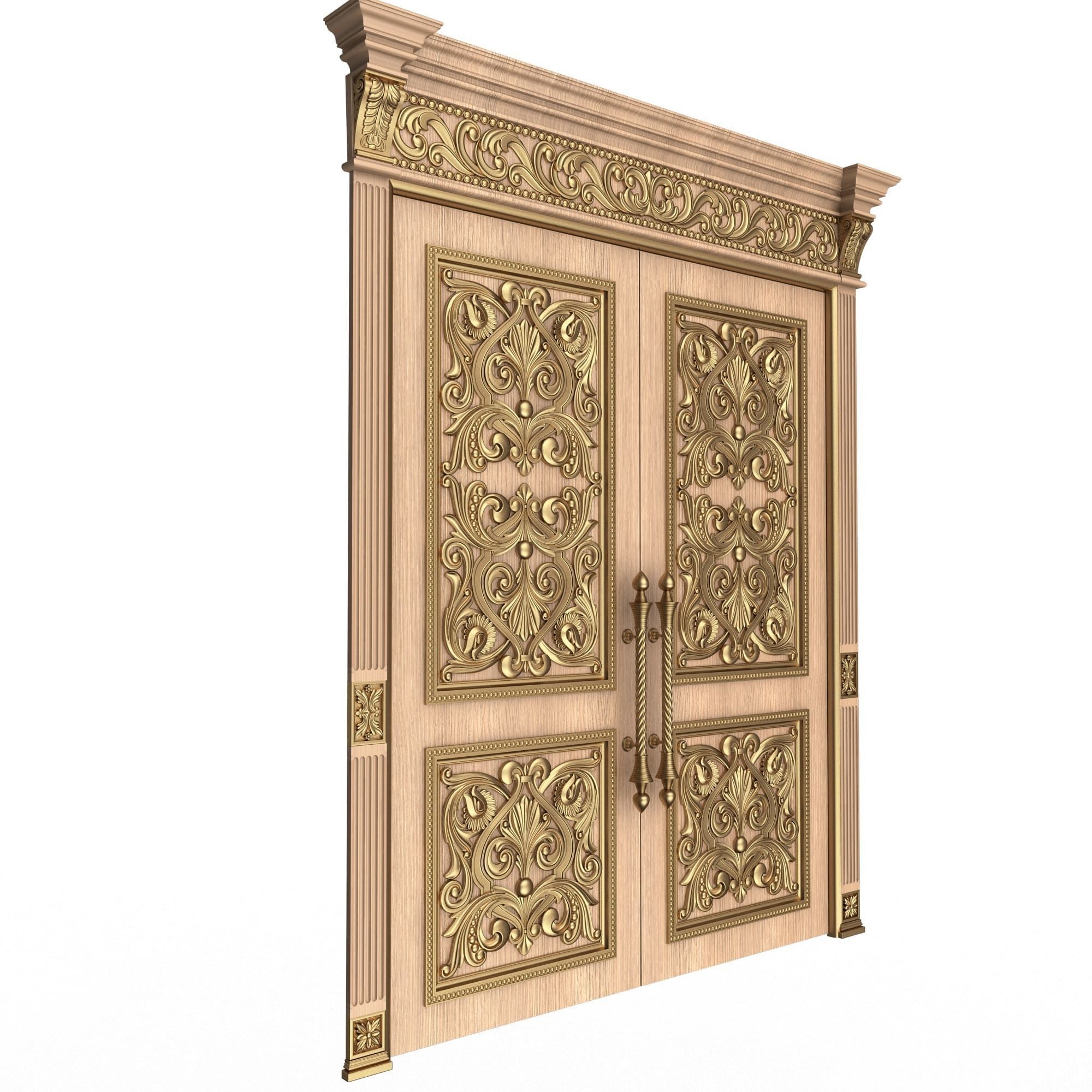 Carved Door Classic 01001 Wood Low-poly 3D model_3