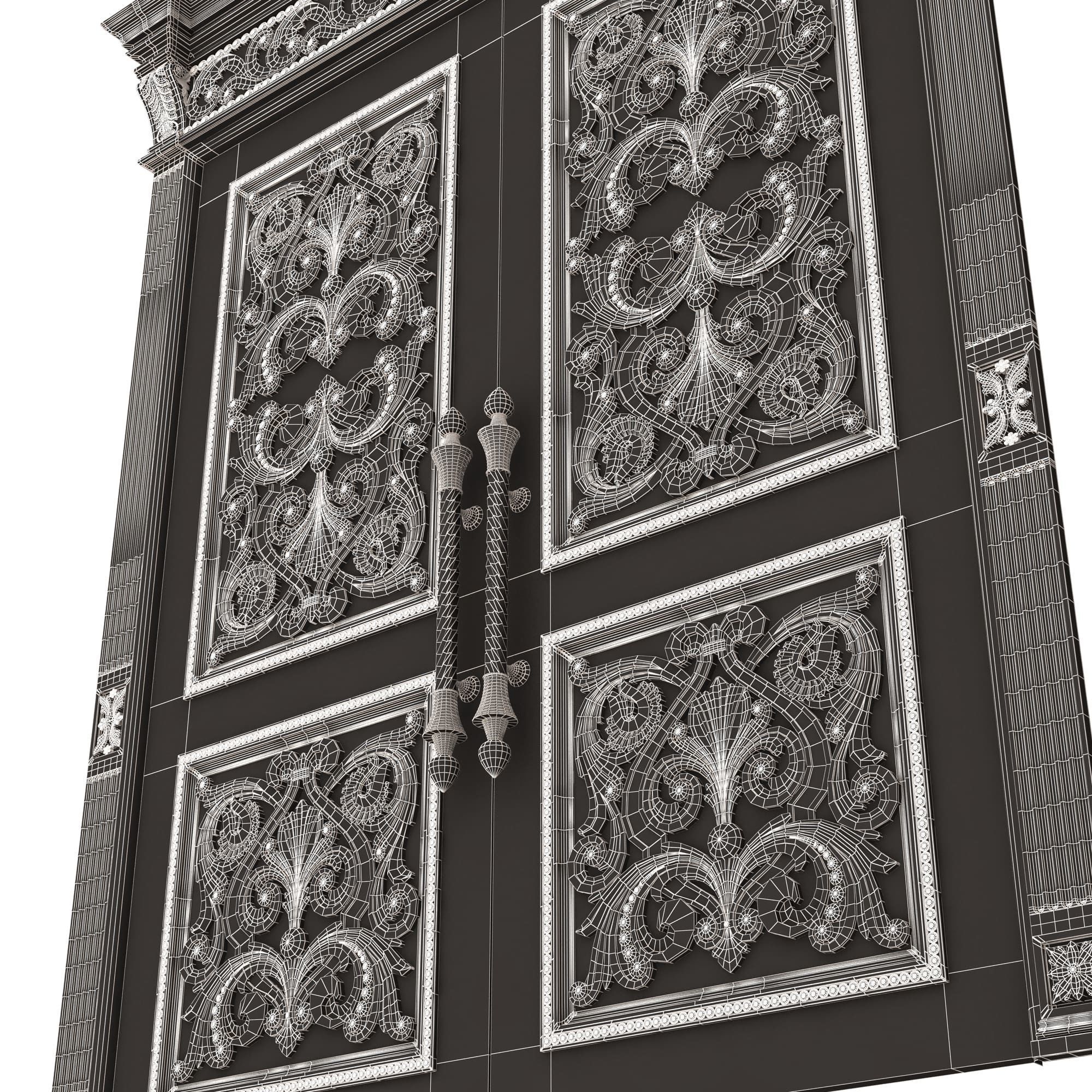 Carved Door Classic 01001 Wood Low-poly 3D model_10