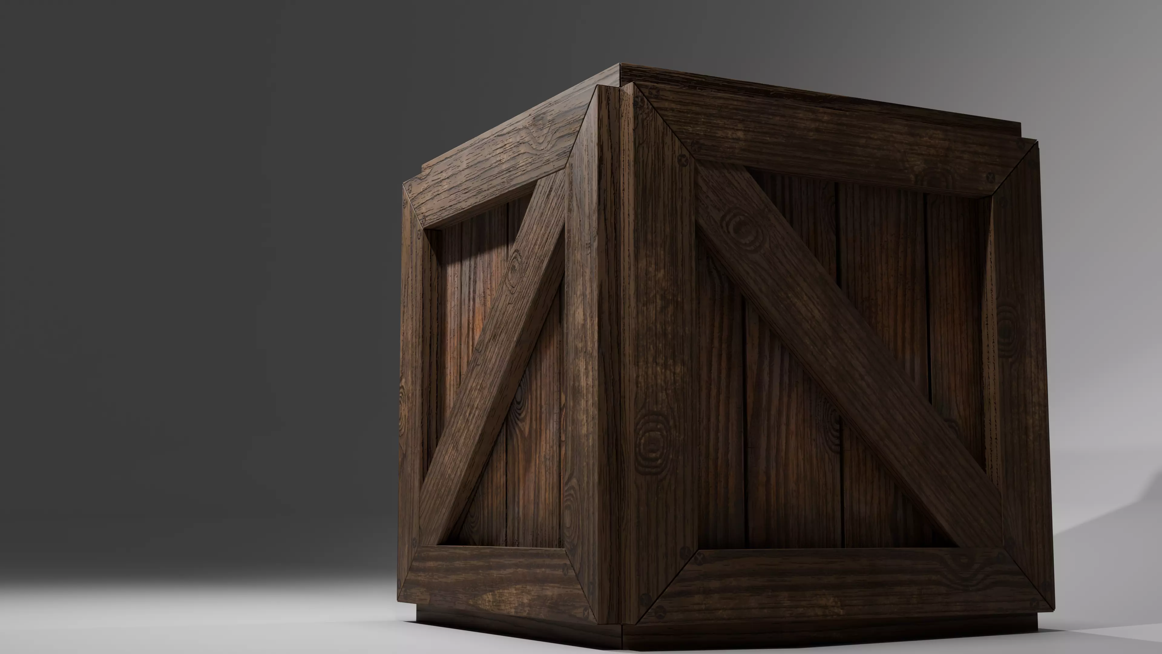 Wooden Box Low-poly 3D model