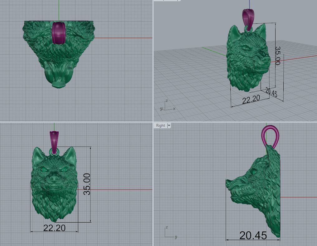 Pendant Wolf 3D print model_7