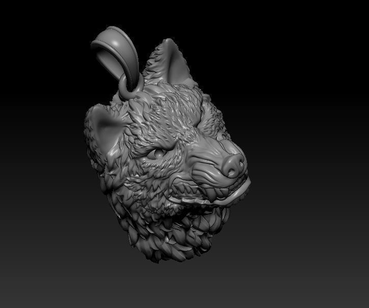 Pendant Wolf 3D print model_3