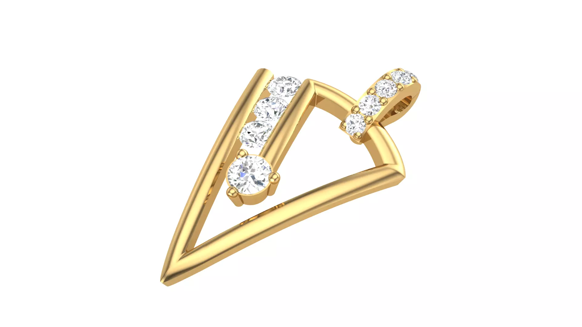 Triangle Gold Diamond Pendant  3D print model_0