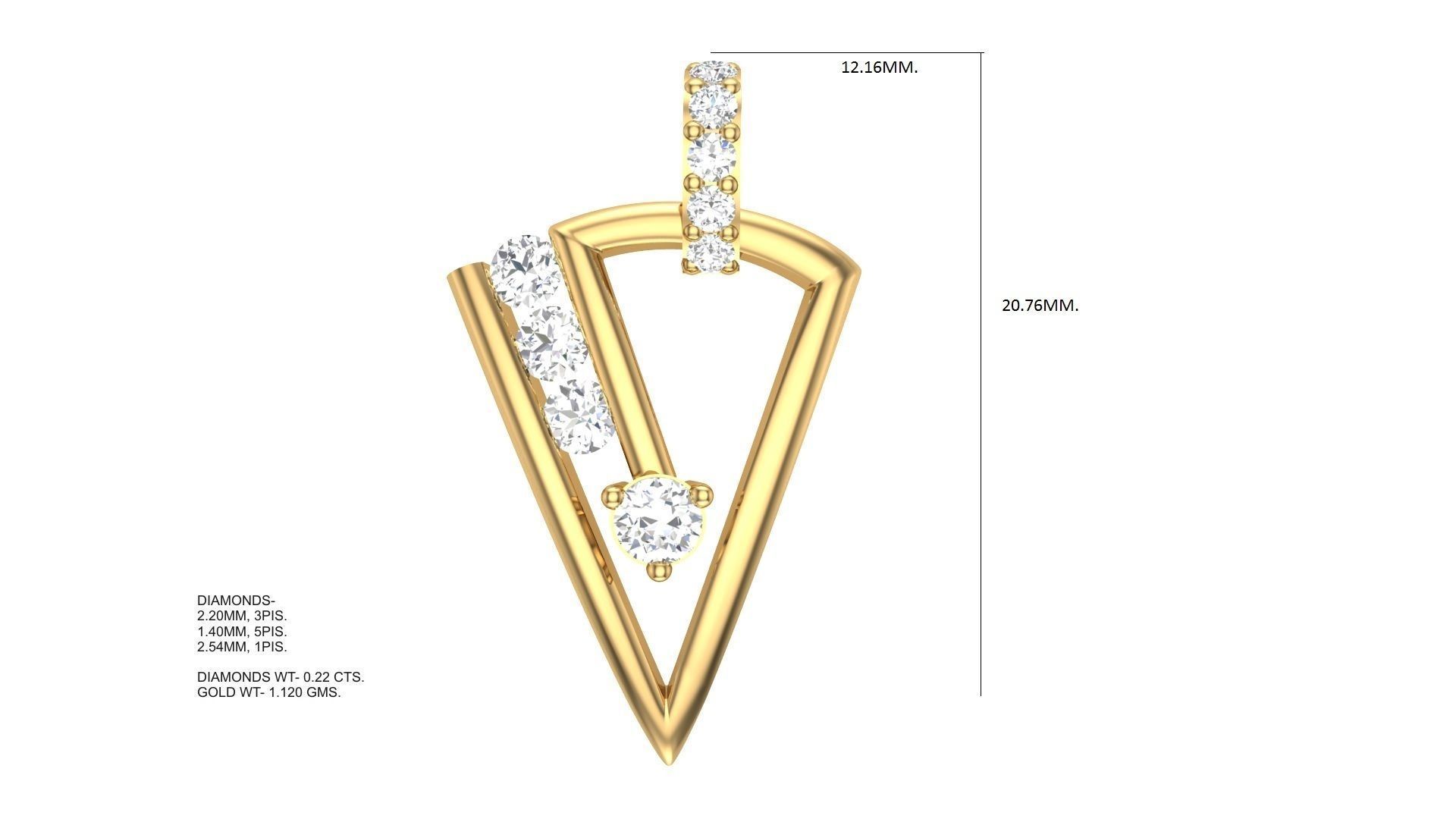 Triangle Gold Diamond Pendant  3D print model_1