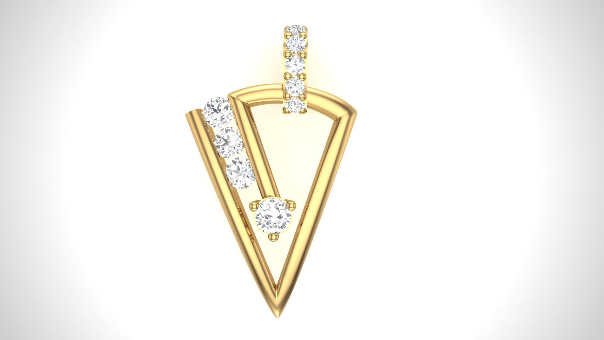 Triangle Gold Diamond Pendant  3D print model_2