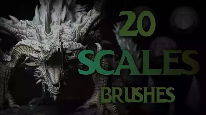 Zbrush and Blender - 20 Scales Brushes