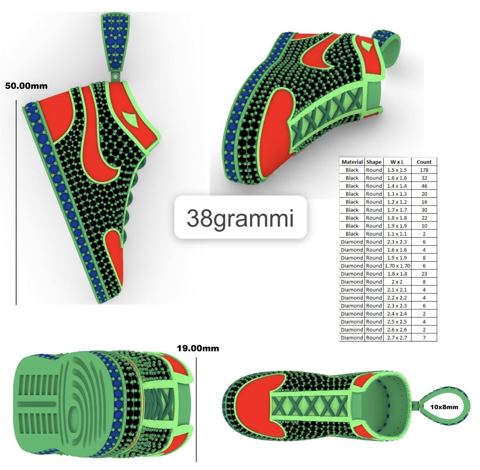 nike shoe pendant 3D print model_2