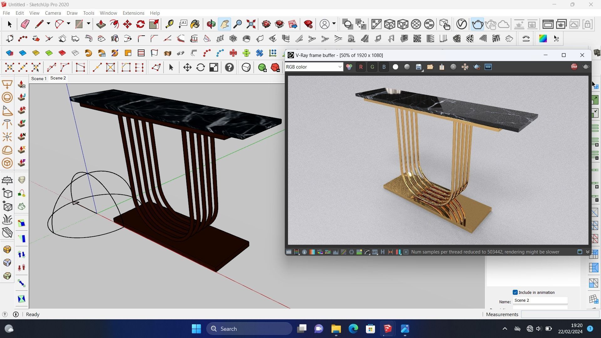 Luxury console table pipa U 3D model_3