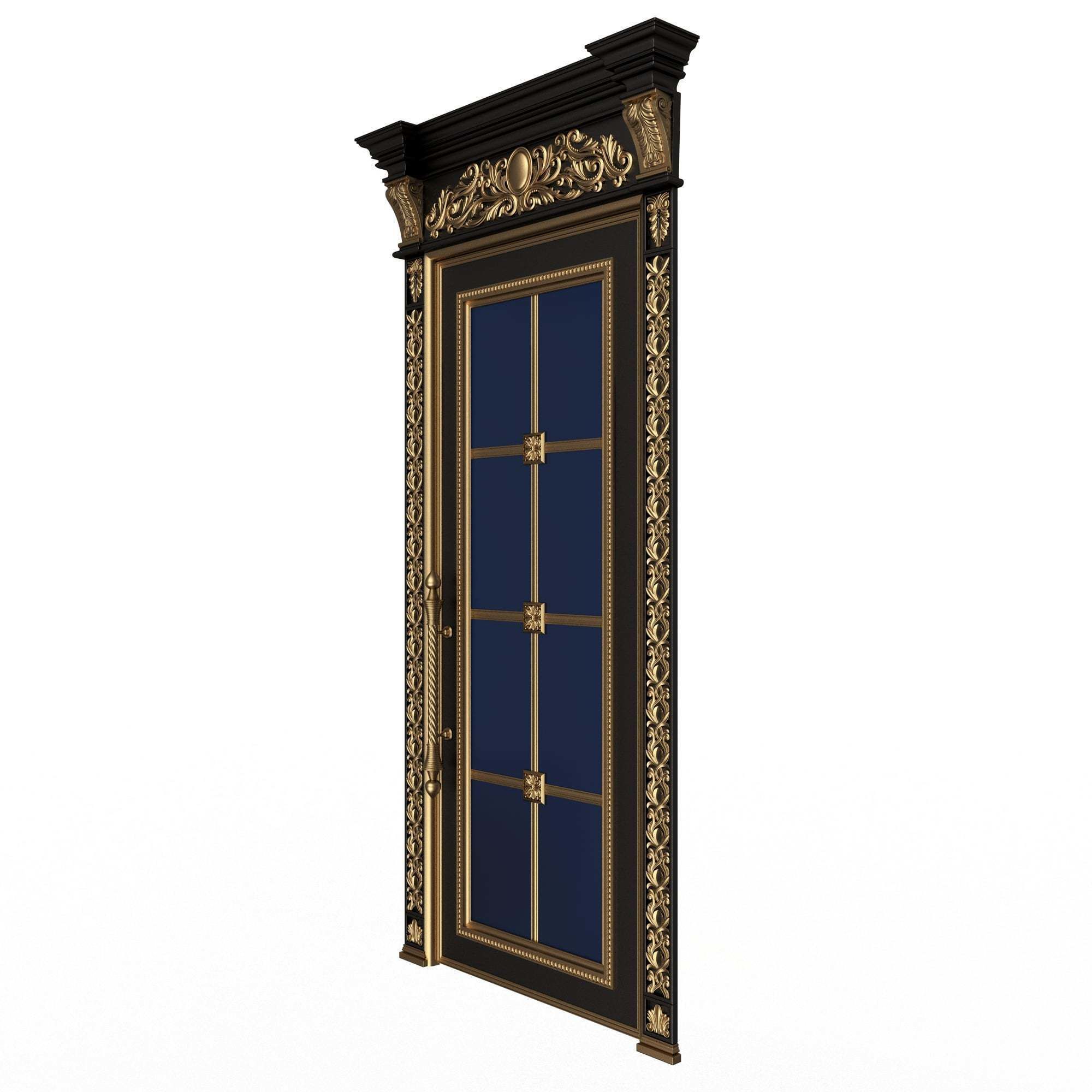Carved Door Classic 01102 Black Low-poly 3D model_5