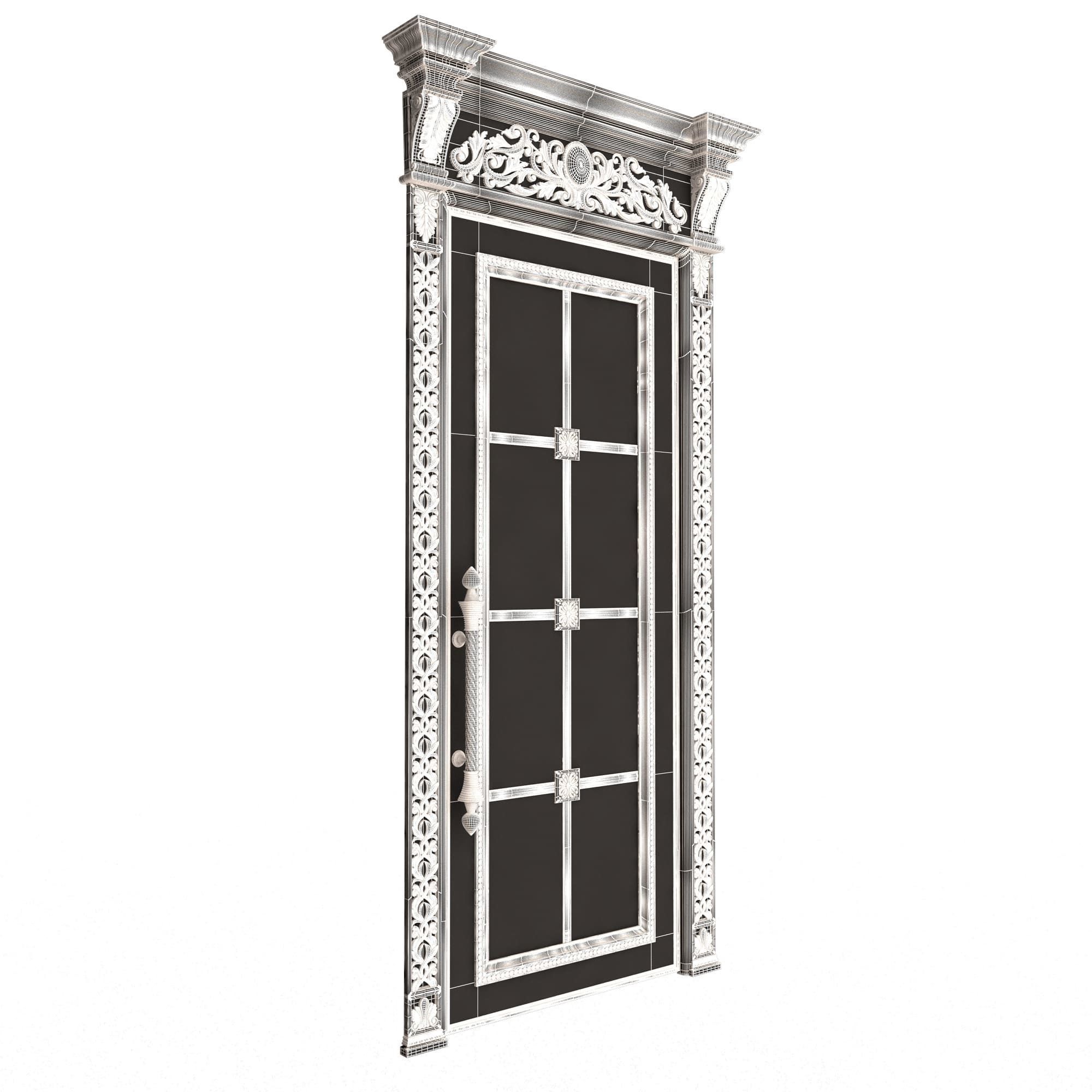 Carved Door Classic 01102 Black Low-poly 3D model_6