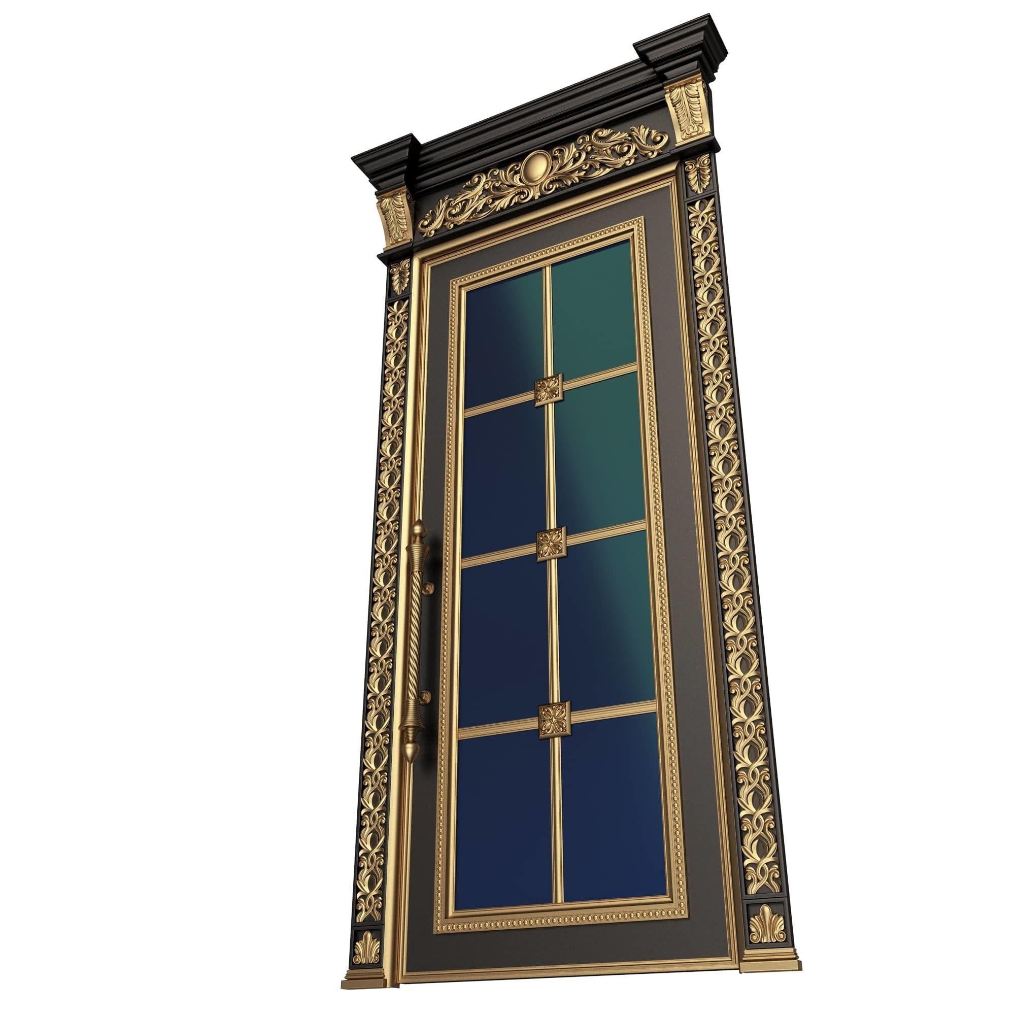 Carved Door Classic 01102 Black Low-poly 3D model_1
