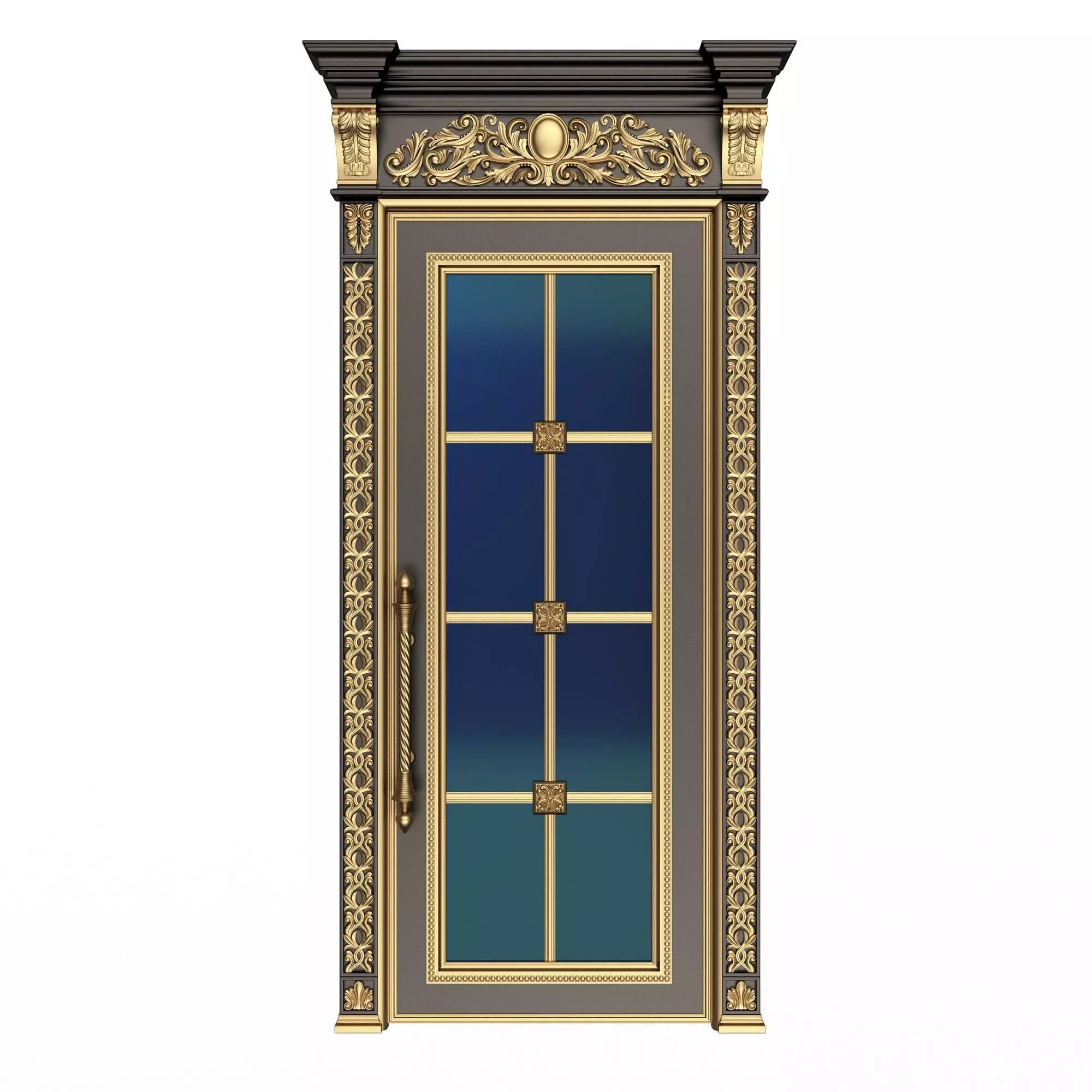 Carved Door Classic 01102 Black Low-poly 3D model_0