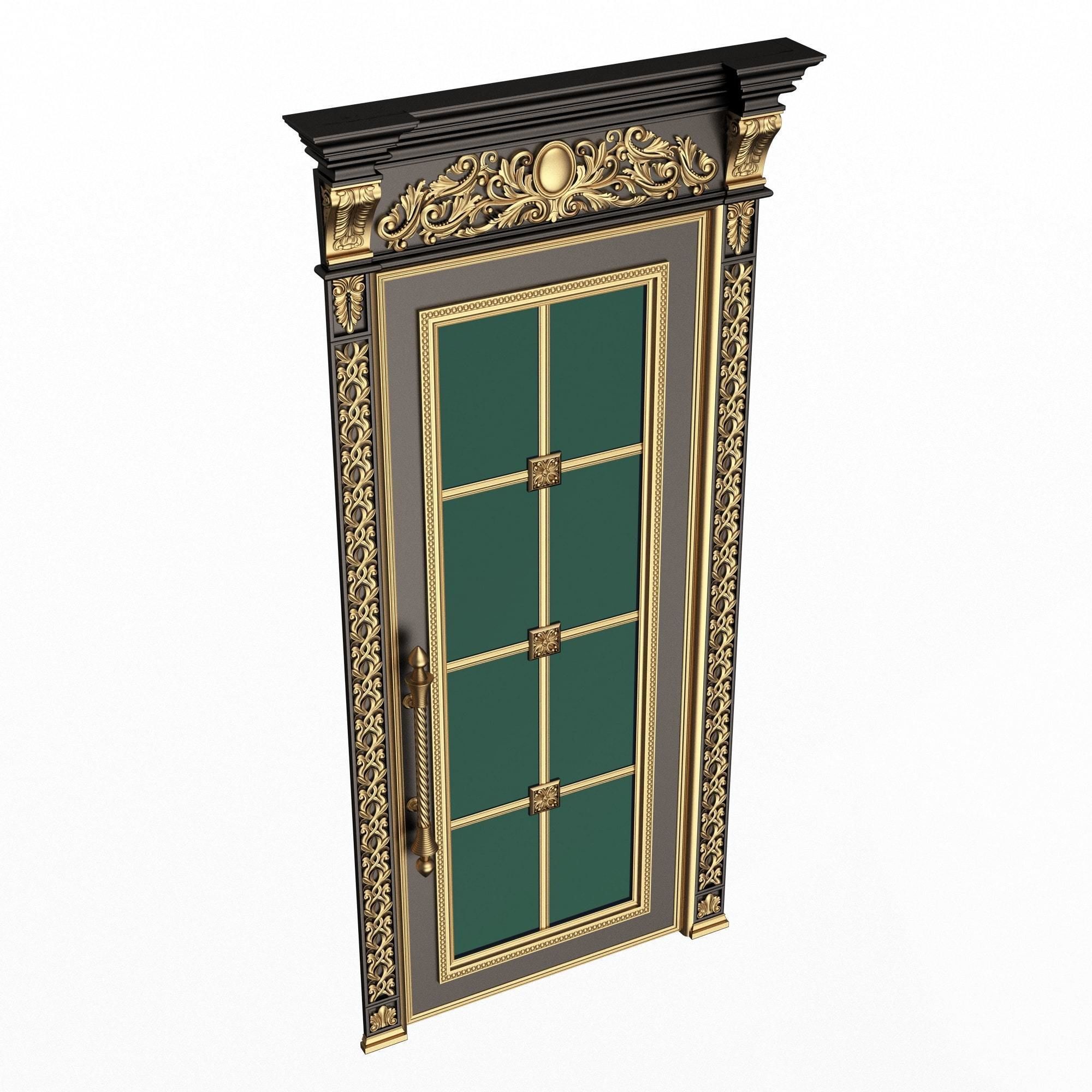 Carved Door Classic 01102 Black Low-poly 3D model_4