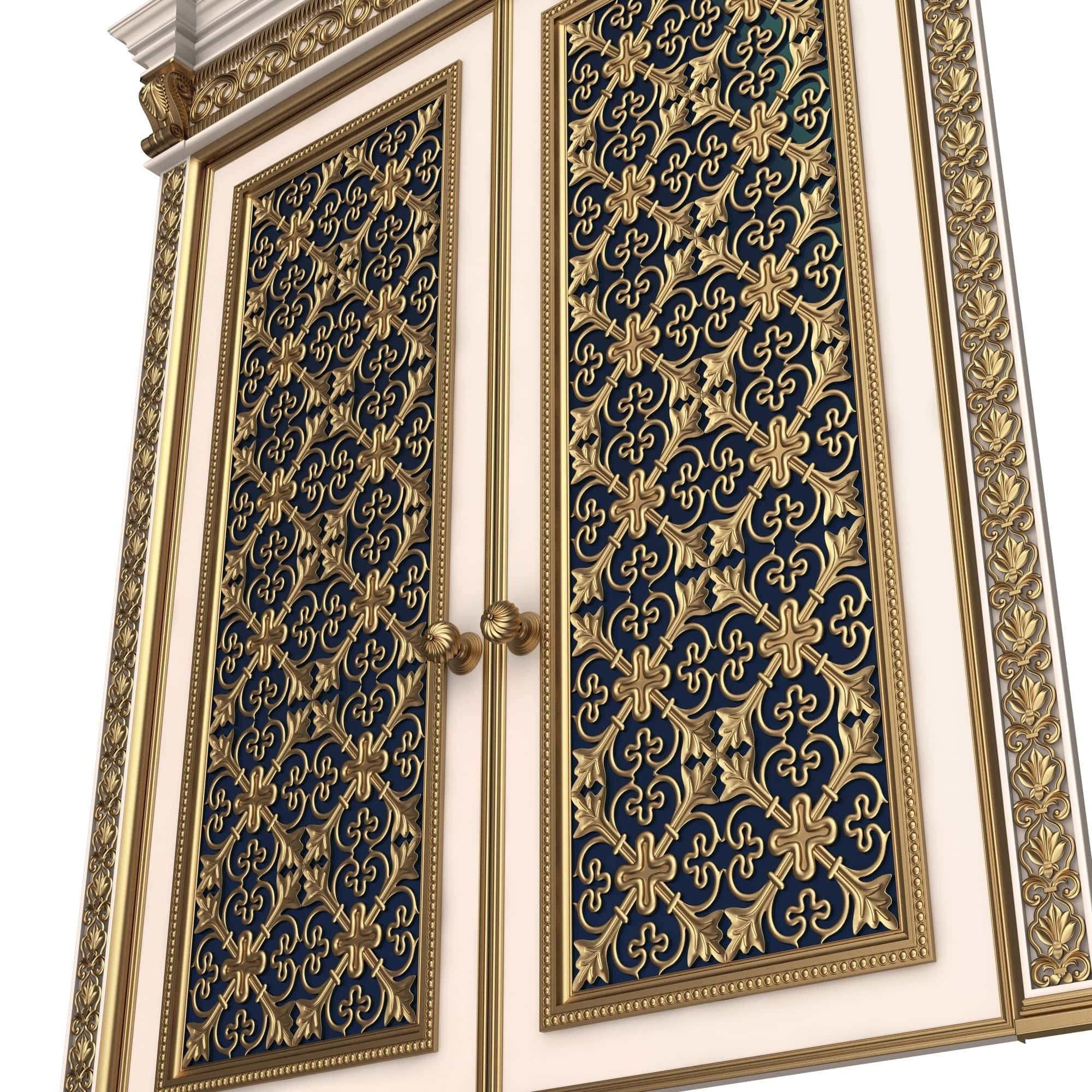 Carved Door Classic 01201 White Low-poly 3D model_4